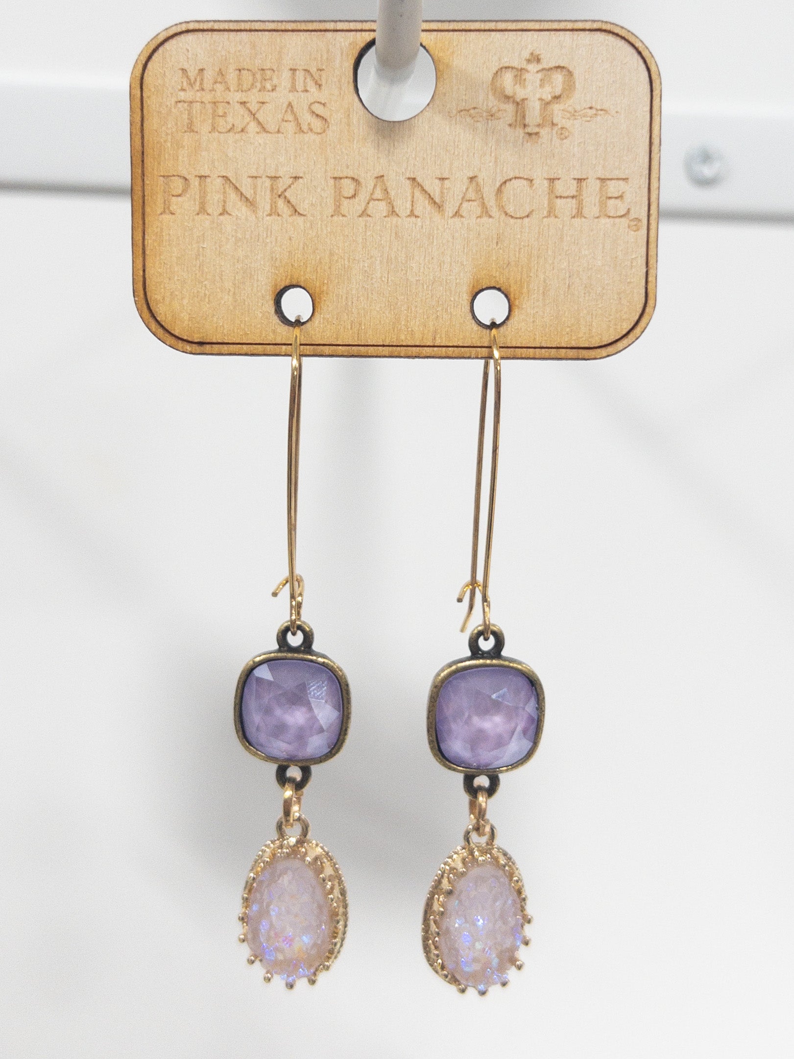 PINK PANACHE PURPLE GEM DROP DANGLE