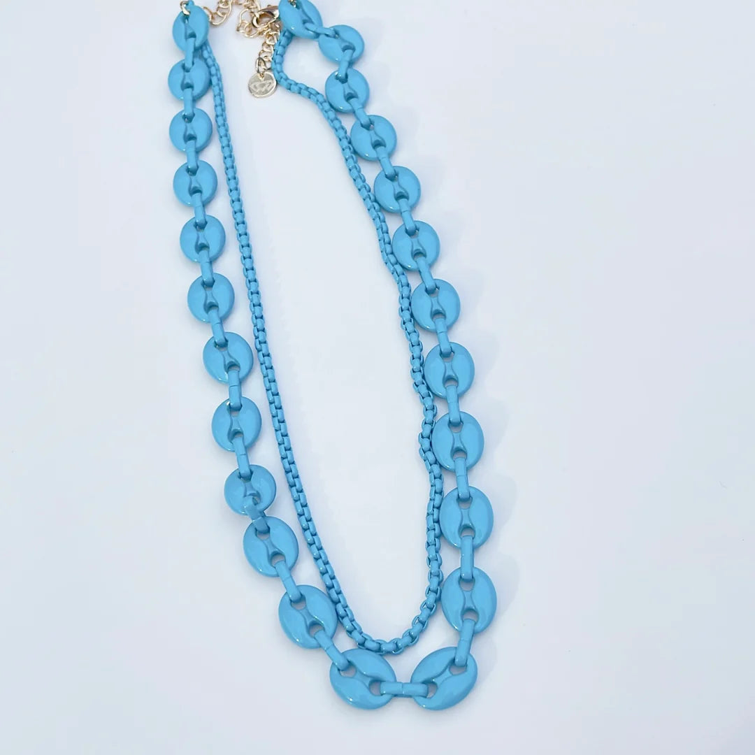 DOUBLE G CHAIN BLUE NECKLACE TREASURE JEWELS