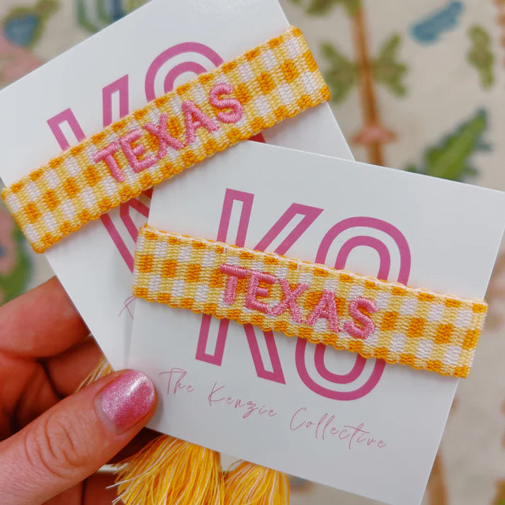 TEXAS ORANGE GINGHAM KC SIGNATURE BRACELET