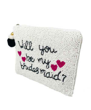 WILL YOU BE MY BRIDESMAID BEADED COIN POUCH