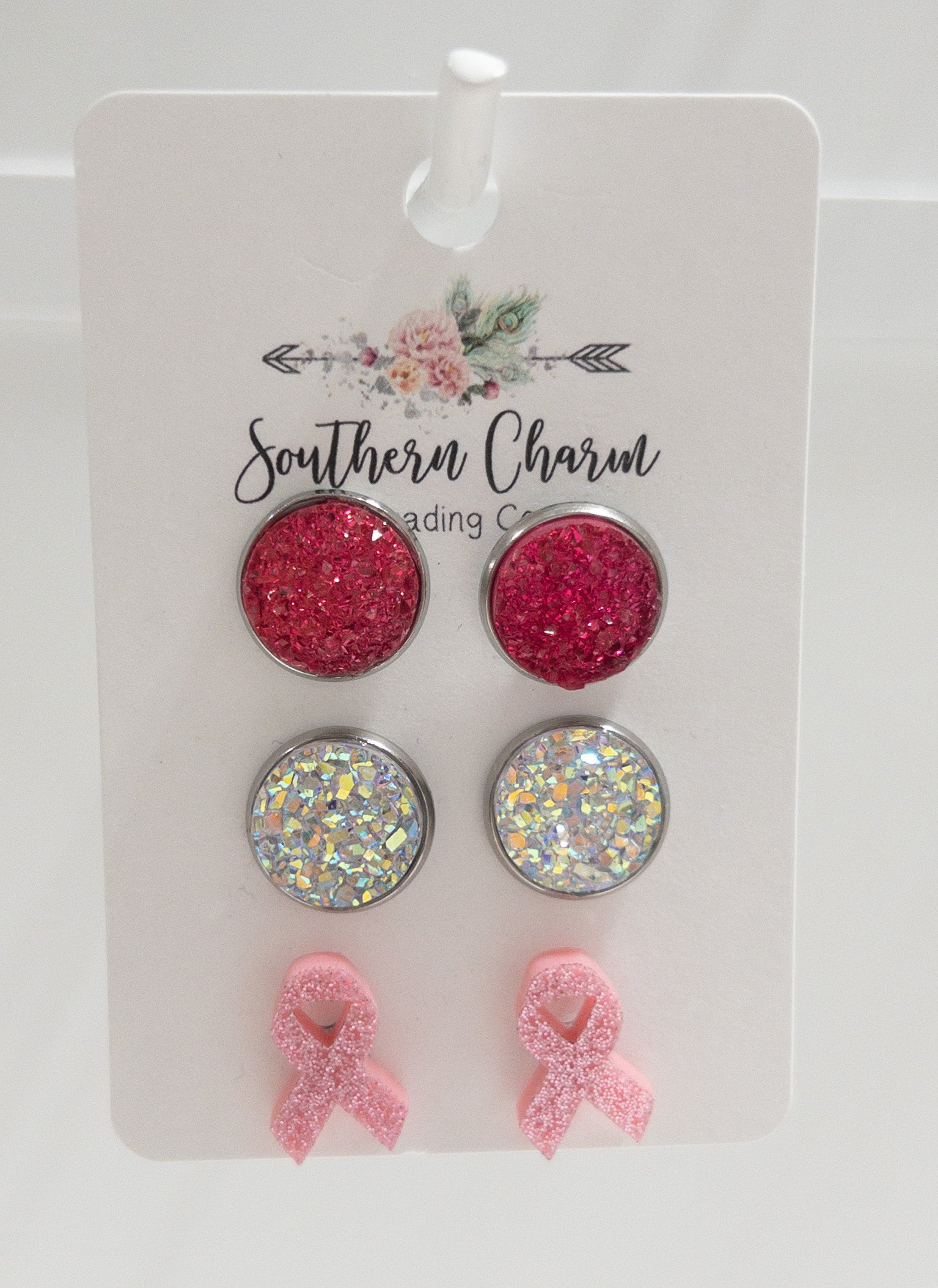 BREAST CANCER AWARENESS STUD PACK SOUTHERN CHARM