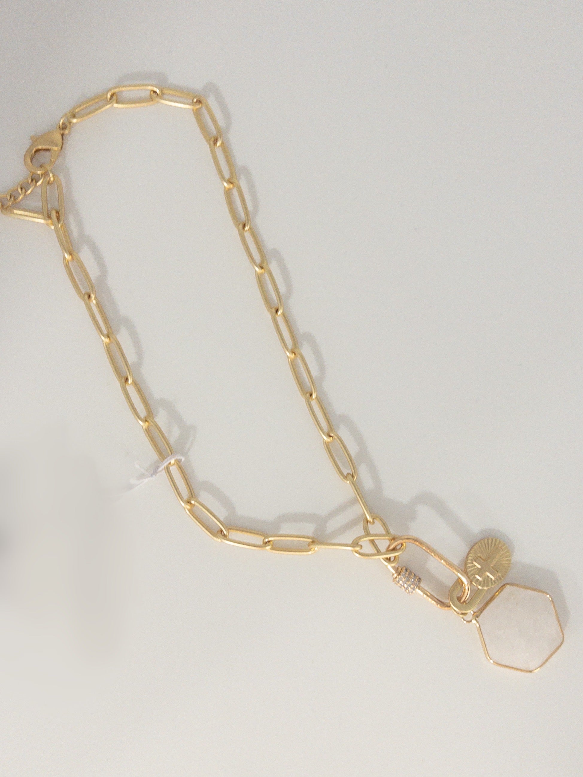 GOLD TOGGLE CROSS WHITE  DETAIL NECKLACE JANE MARIE