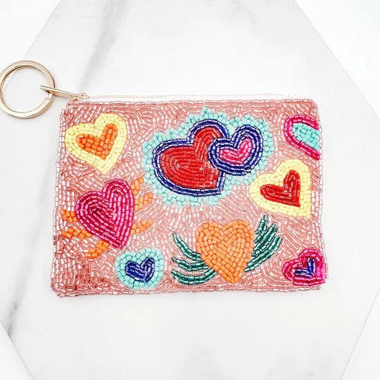 FUN HEARTS KEYCHAIN POUCH TREASURE JEWELS