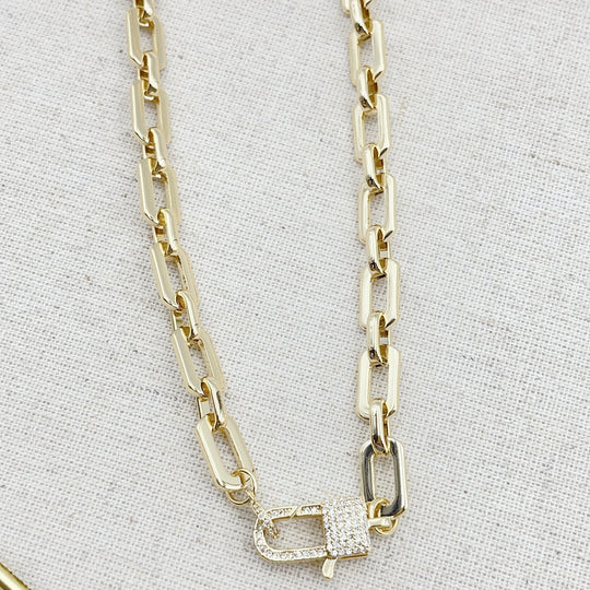 Pave lock chain gold NECKLACE TREASURE JEWELS