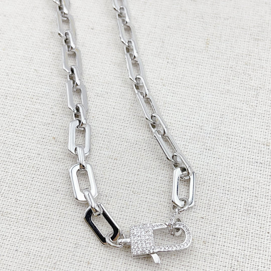 Pave Lock Chain silver NECKLACE TREASURE JEWELS