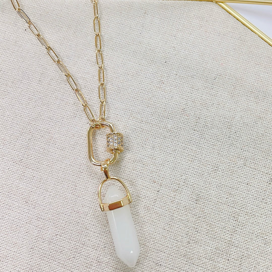 WHITE CRYSTAL PENDANT NECKLACE TREASURE JEWELS