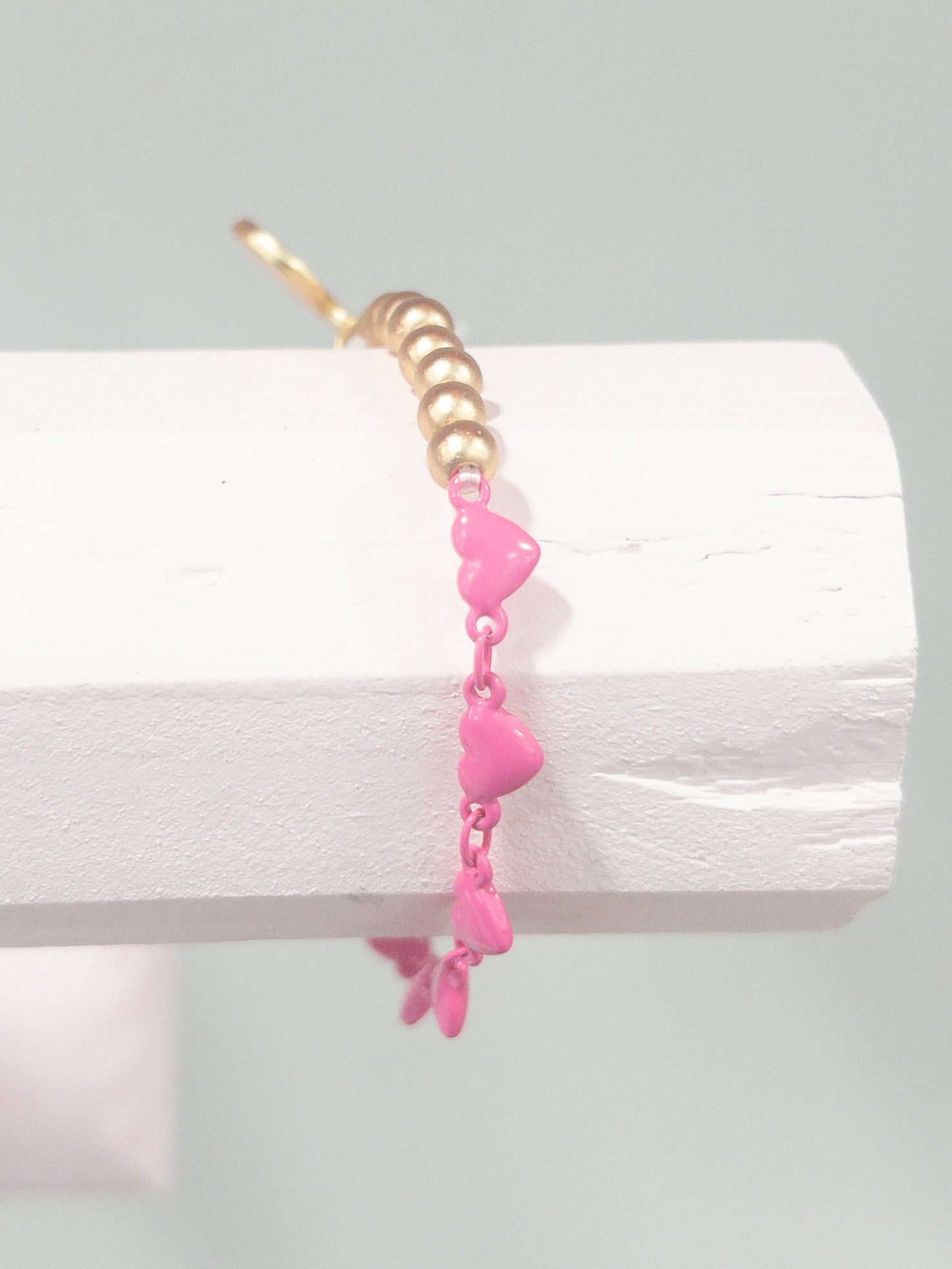 JANE MARIE KIDS HOT PINK METAL HEARTS BRACELET