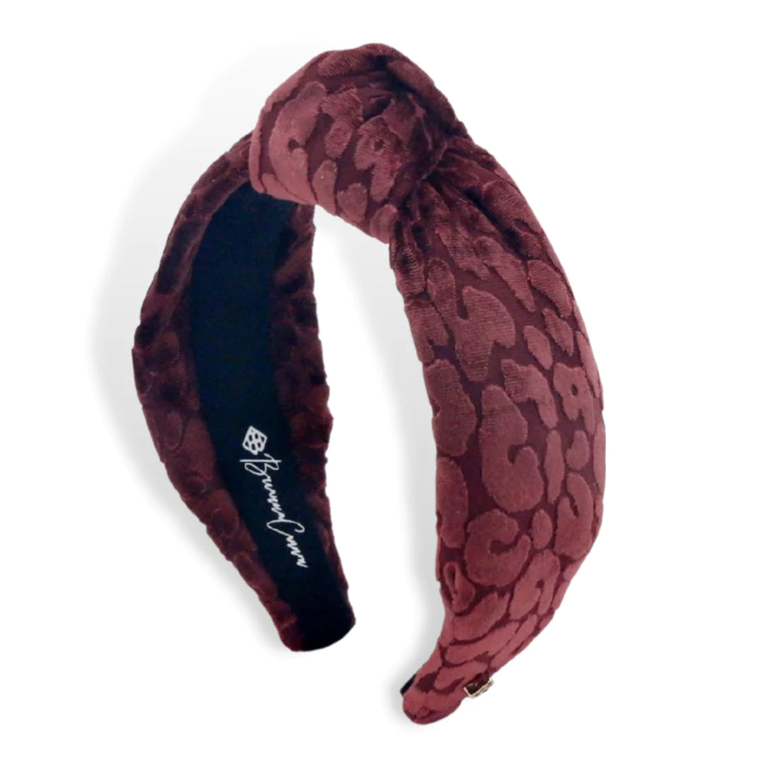 BRIANNA CANNON MUAVE LEOPARD PRINT KNOTTED HEADBAND