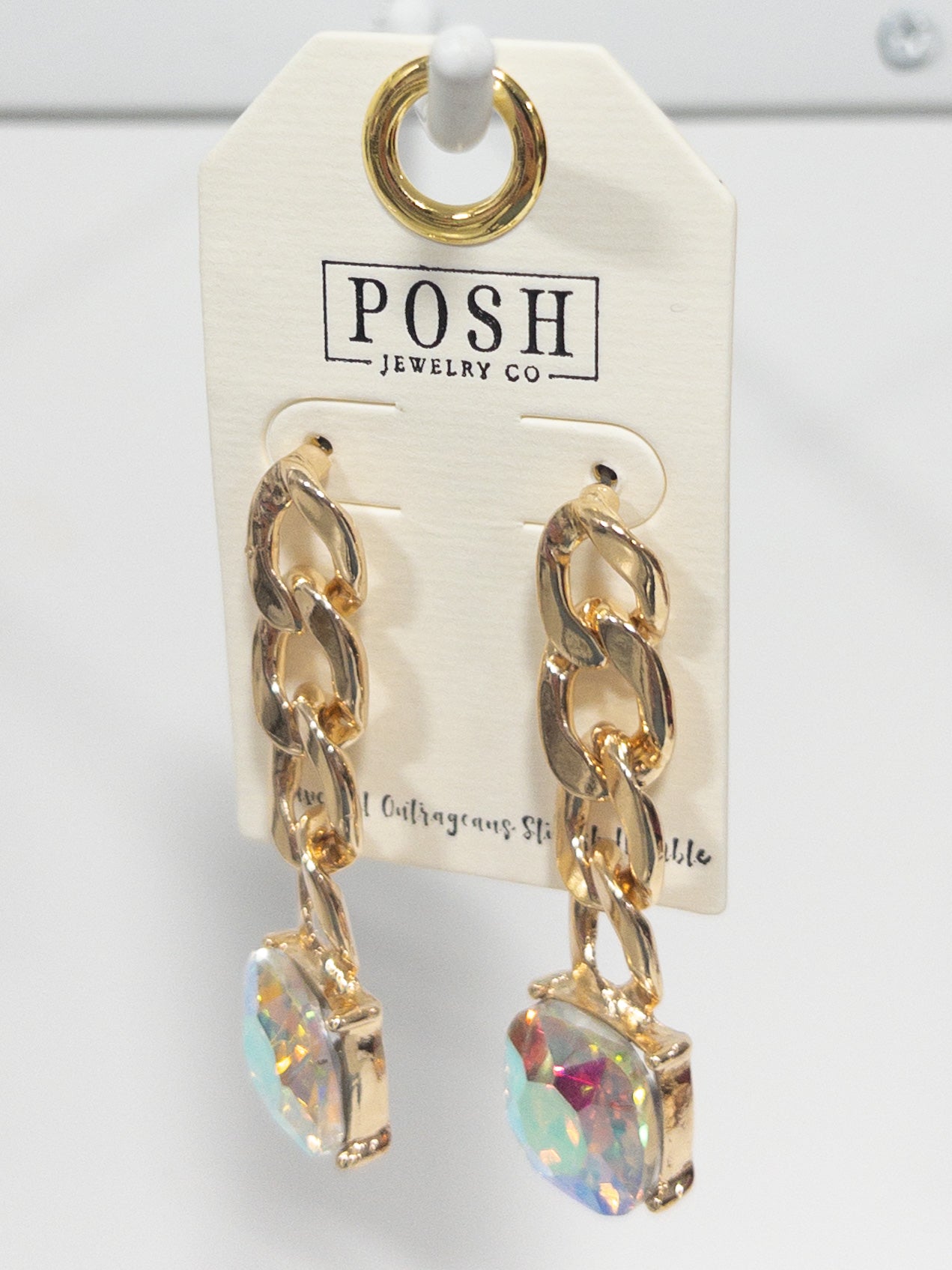 POSH CHAIN DROP WITH IRIDESCENT GEM