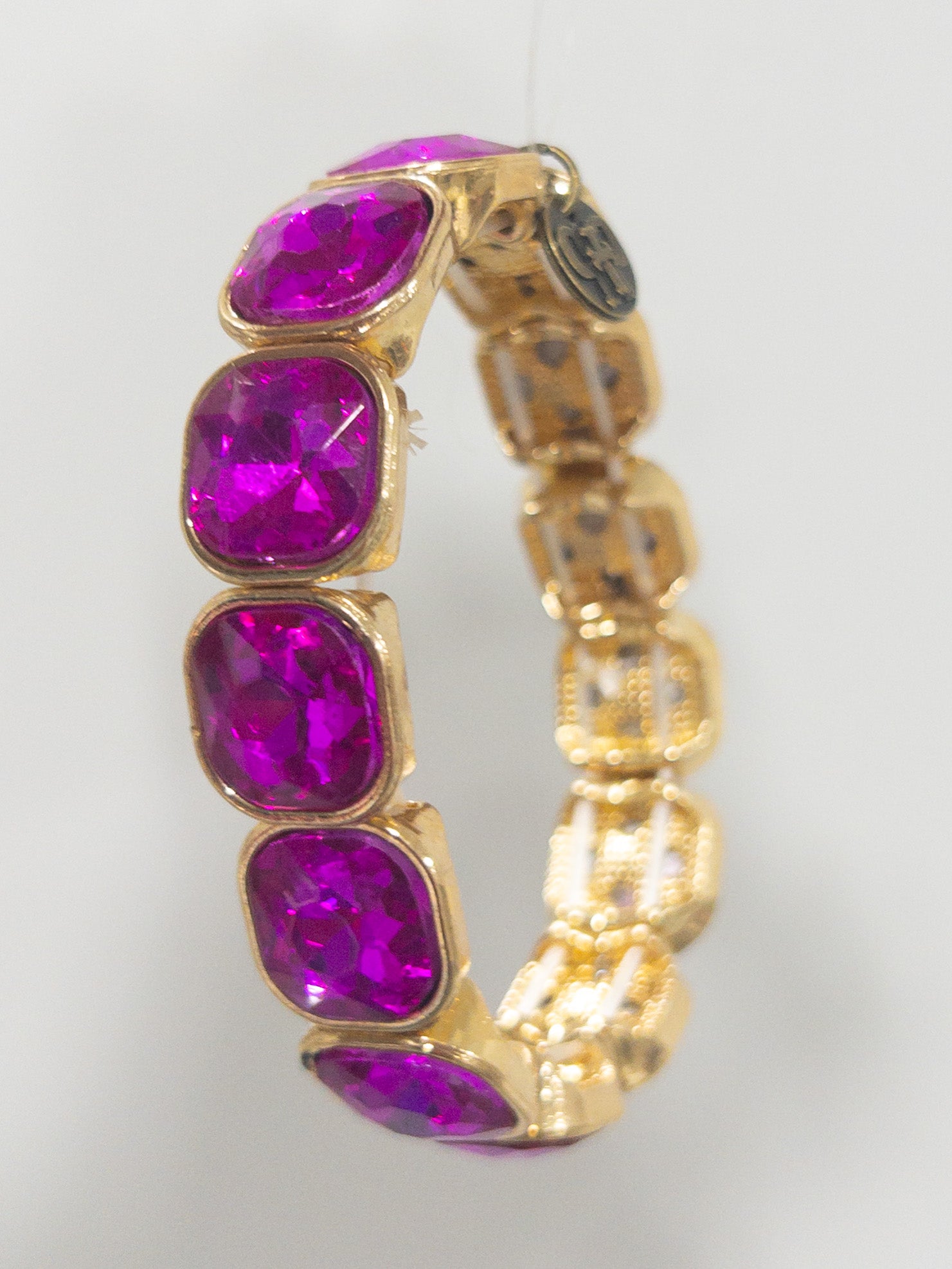 FUSCHIA GOLD TRIM SWAROVSKI SINGLE BRACELET