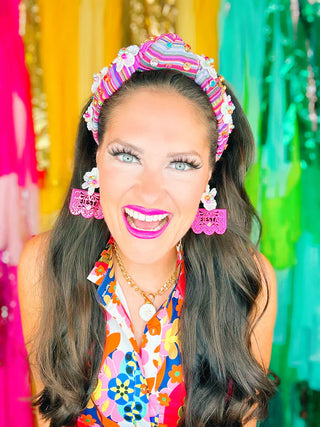 BRIANNA CANNON FIESTA SERAPE HEADBAND 3D FLOWERS AND CRYSTALS