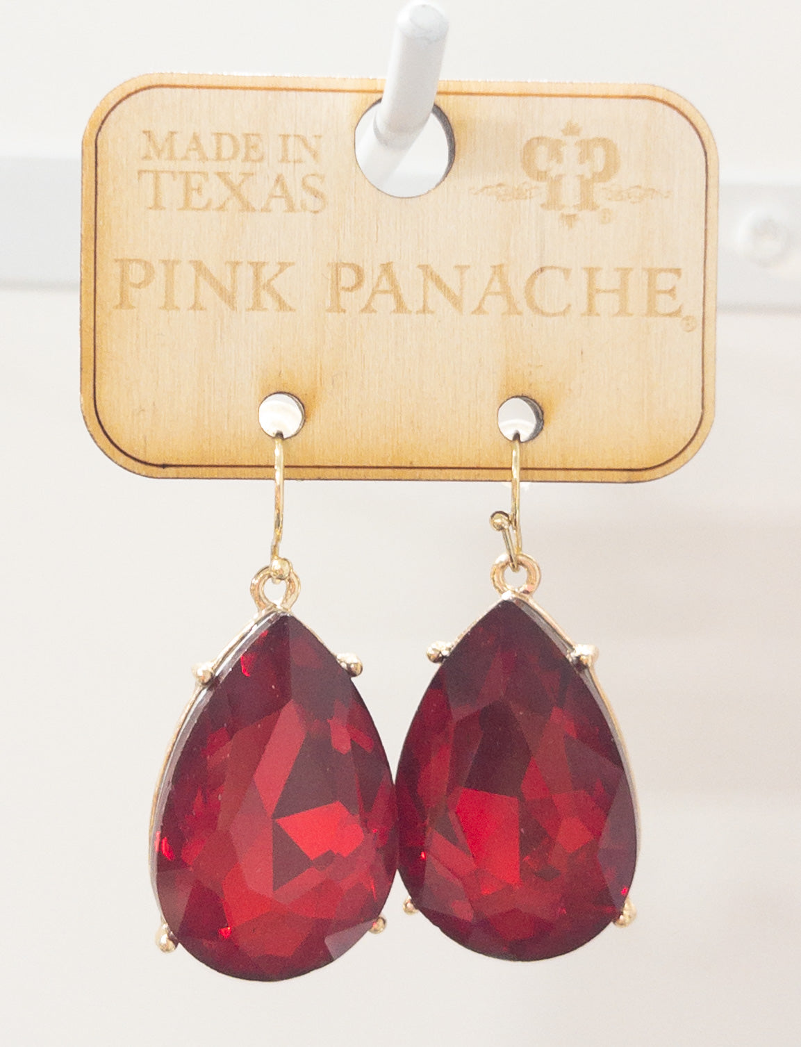 PINK PANACHE LG RED TEARDROP DANGLE