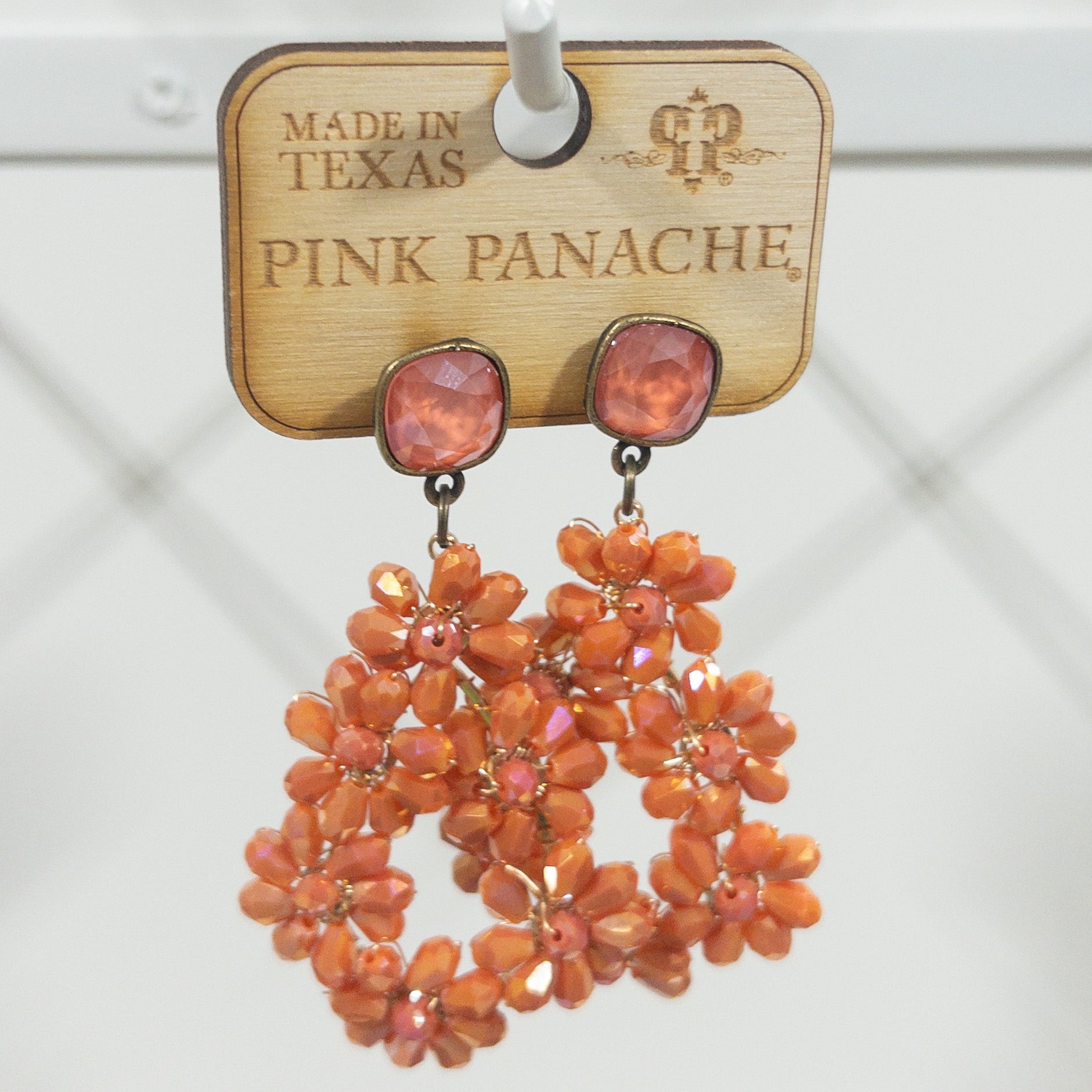 SALMON SUMMER FLOWER TEARDROP DANGLES PINK PANACHE