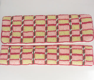 LA CHIC PALE YELLOW SALMON BEADED CLUTCH