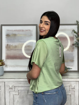 SAGE SATIN TOP