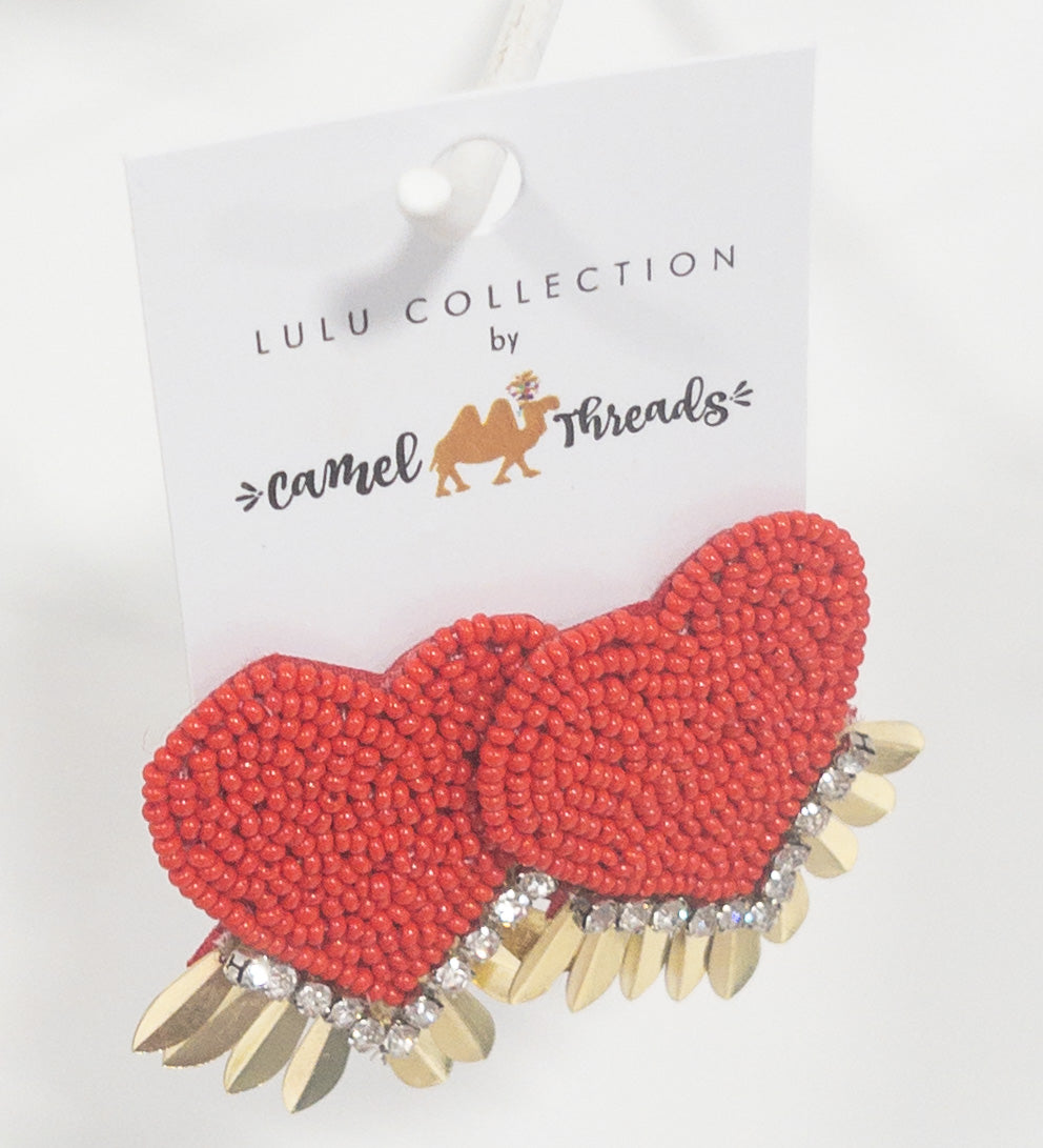 CAMEL THREAD 10 RED SPEAR BEADED HEART