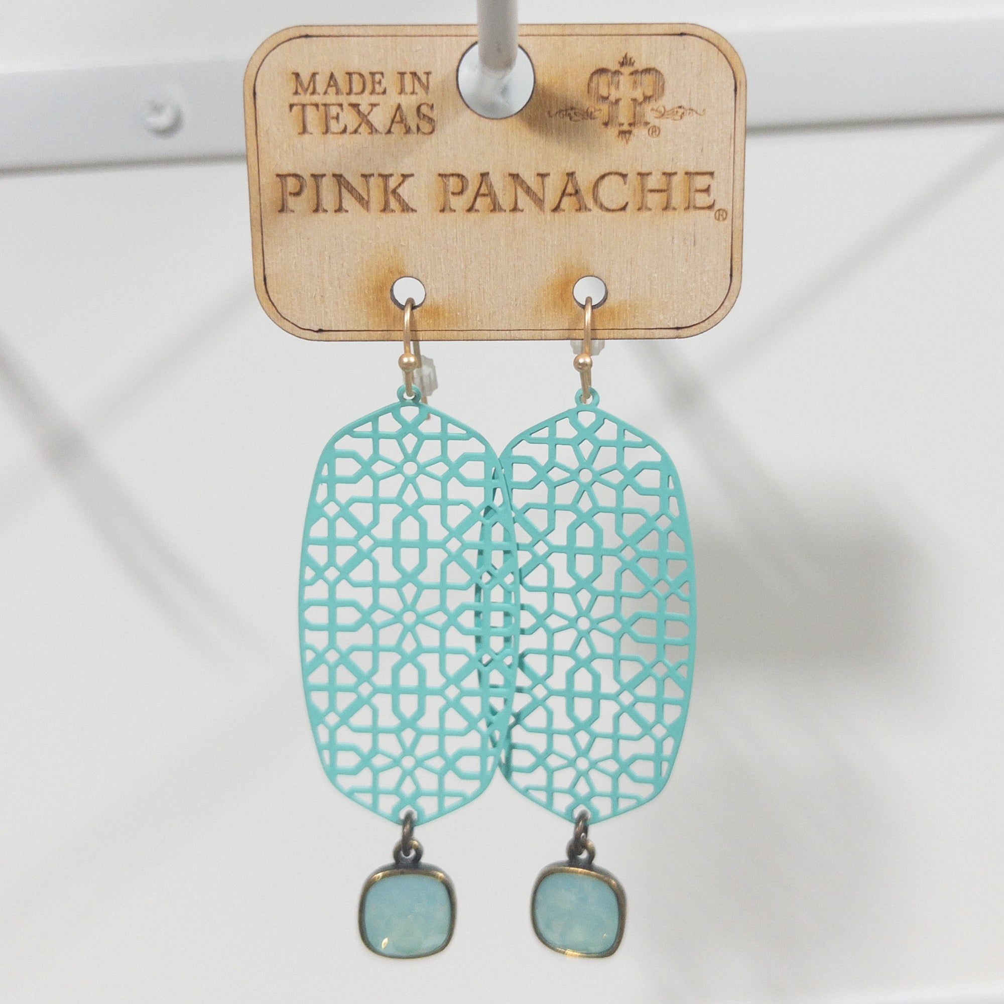 ABSTRACT TEAL GEM FISH HOOK PINK PANACHE