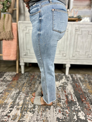 JAMIE SIDE SLIT CROP STRAIGHT JUDY BLUE JEANS