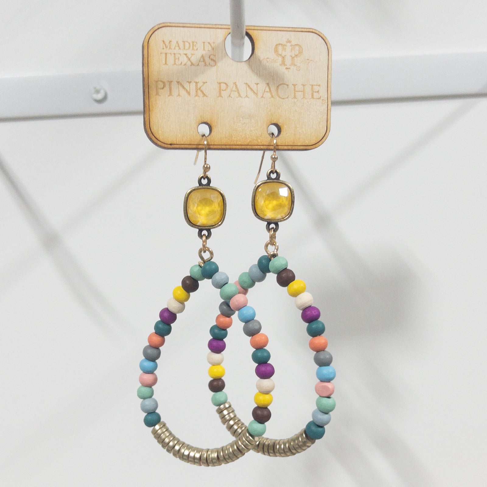 YELLOW GEM MULTI BEADS DANGLE PINK PANACHE
