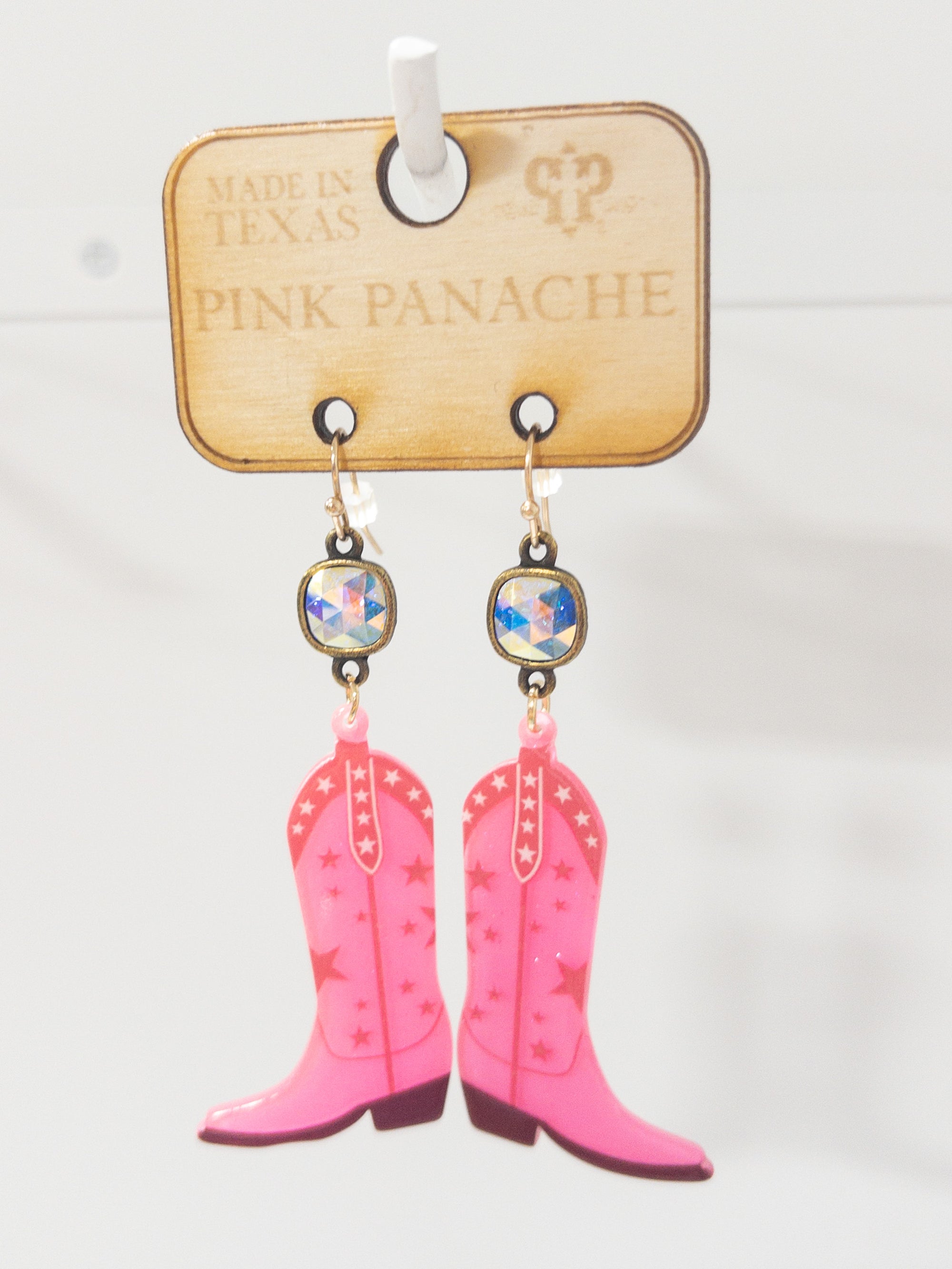 302 PP PINK COSMIC COWGIRL BOOT DANGLES