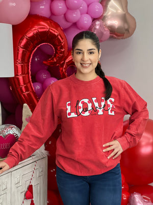 POLKA DOT LOVE RED COMFY LONG SLEEVE