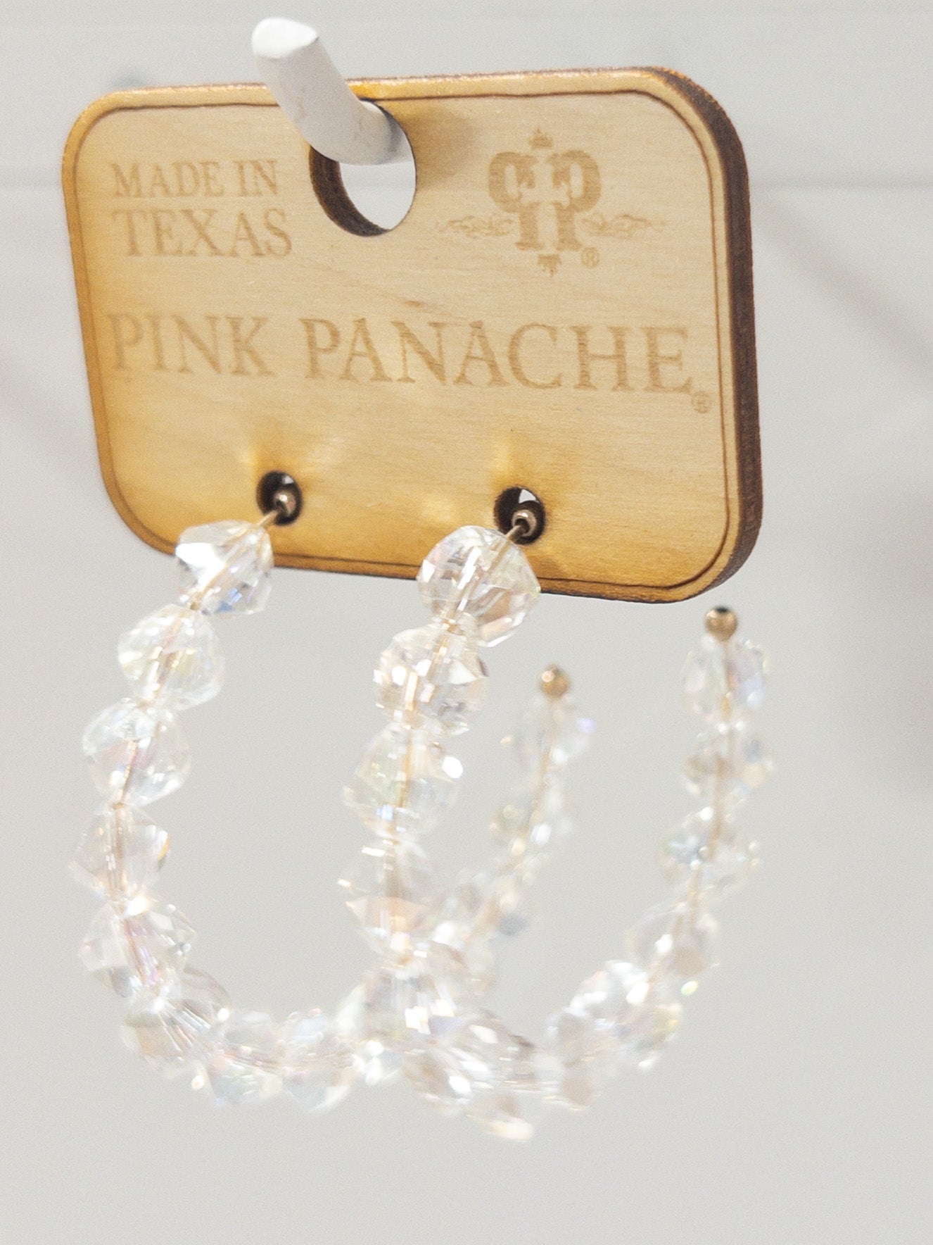 301 PP CLEAR BEAD HALF HOOPS