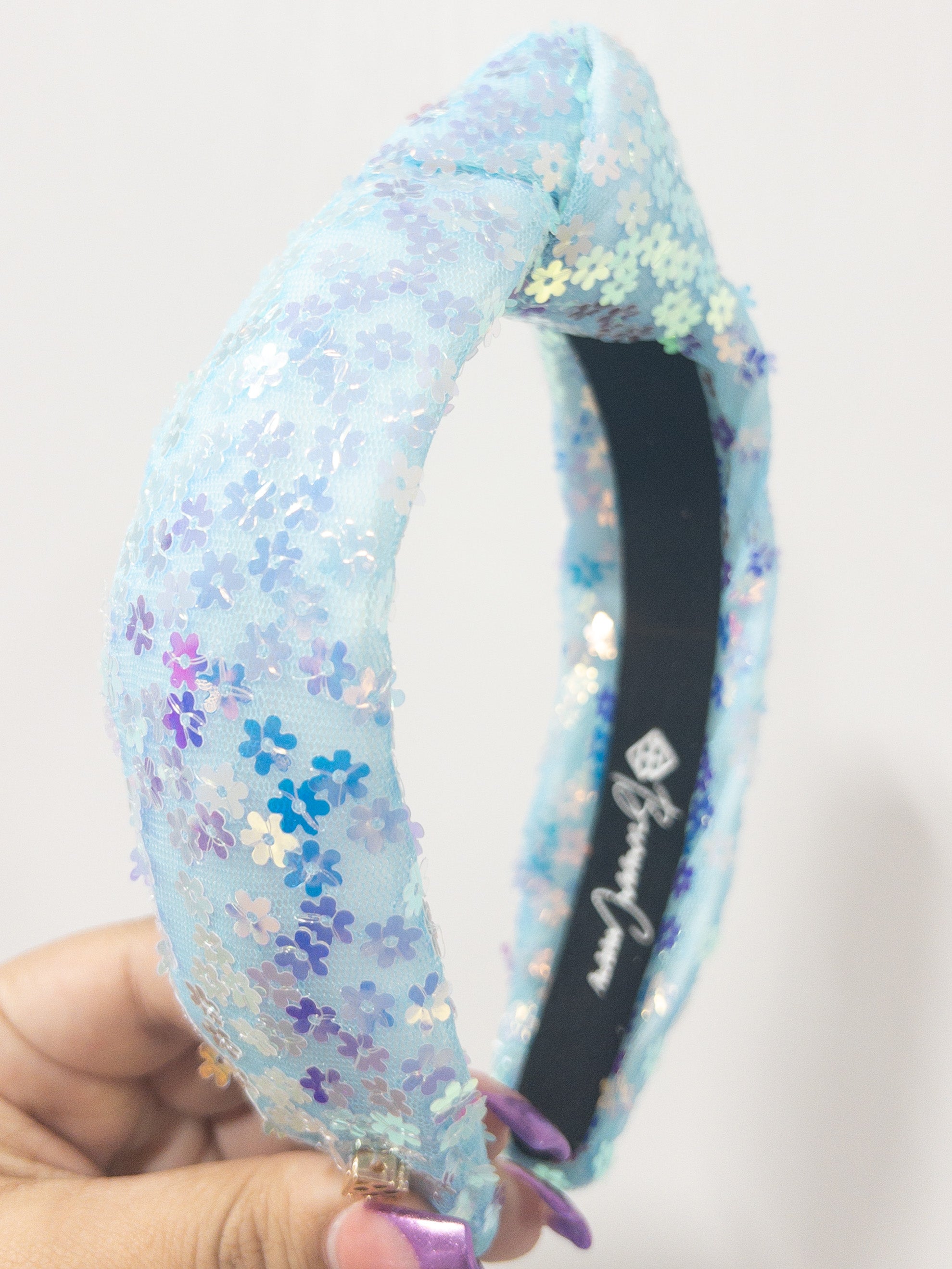 CHILD BLUE SEQUIN FLOWER HEADBAND