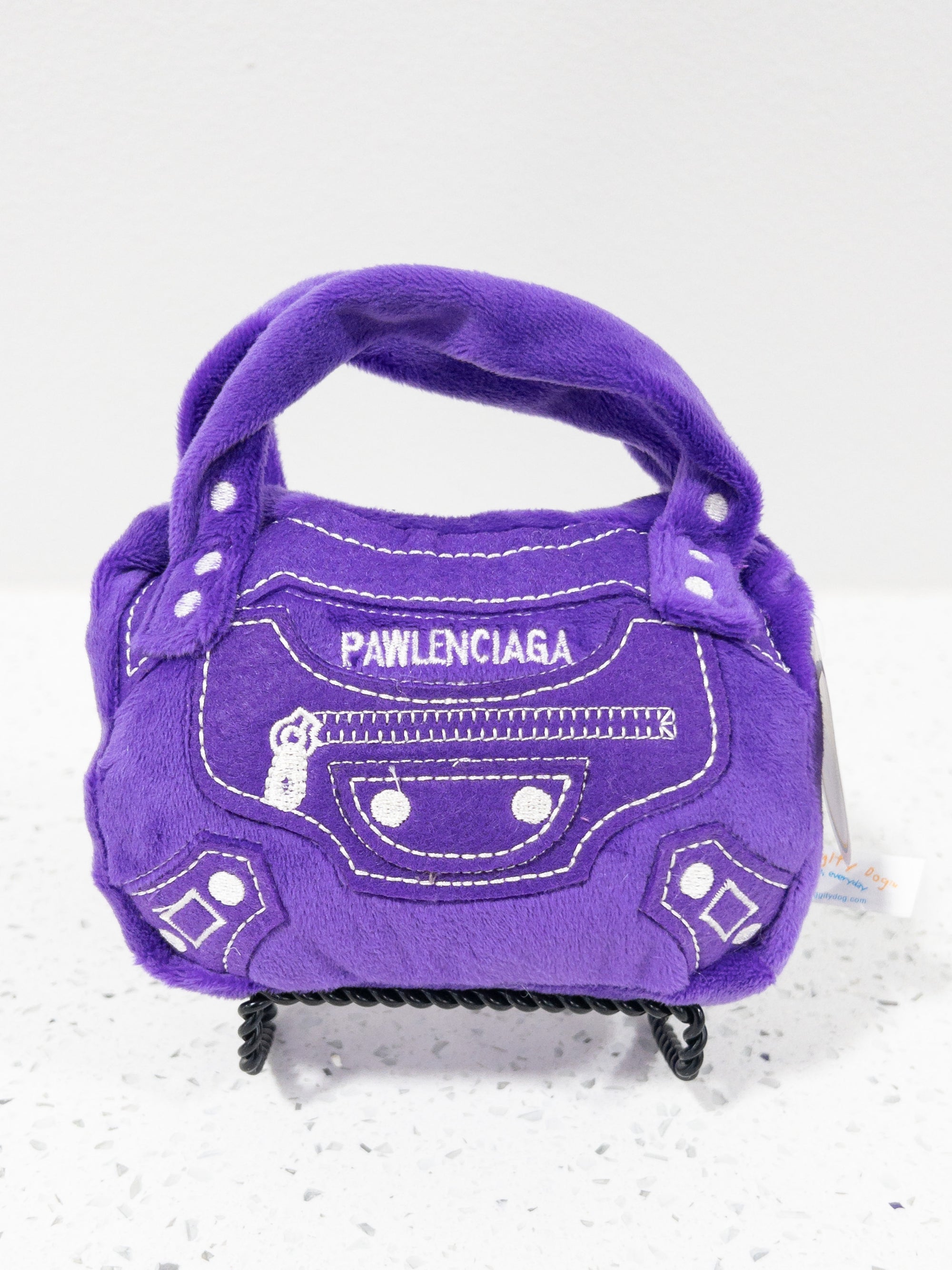 PAWLENCIAGA PURPLE BAG DOG TOY