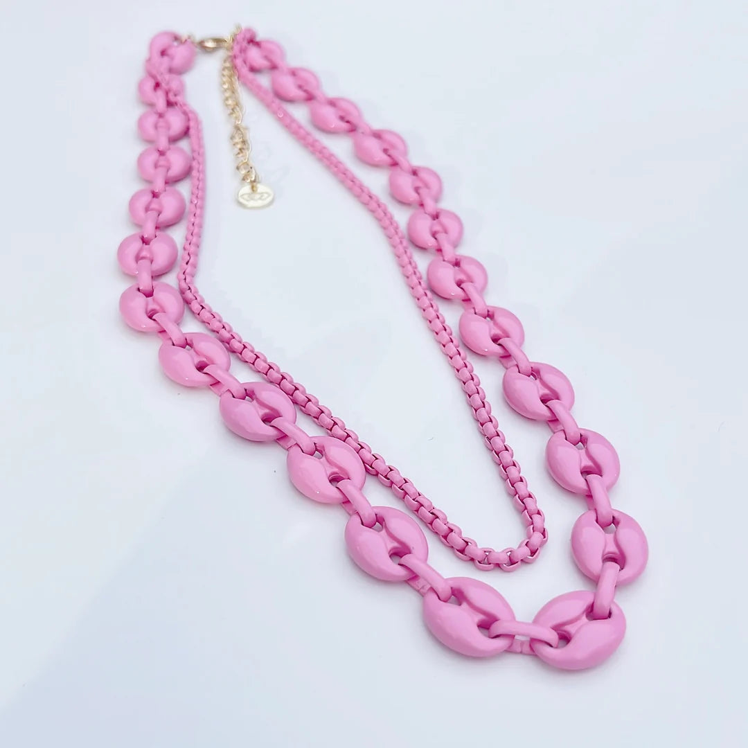 DOUBLE G CHAIN PINK NECKLACE TREASURE JEWELS