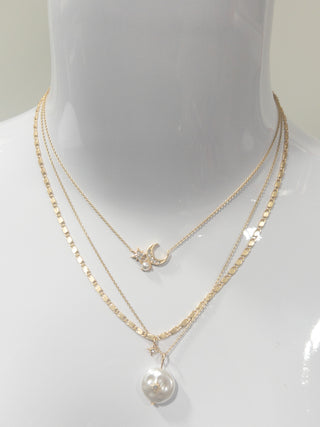 3 STRAND, MOON AND STAR, PEARL CLUSTER, CRYSTAL STAR, COIN PEARL WITH CENTER STAR NECKLACE