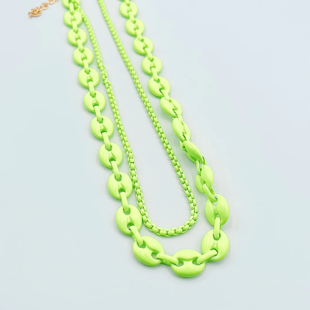 DOUBLE G CHAIN NEON NECKLACE TREASURE JEWELS