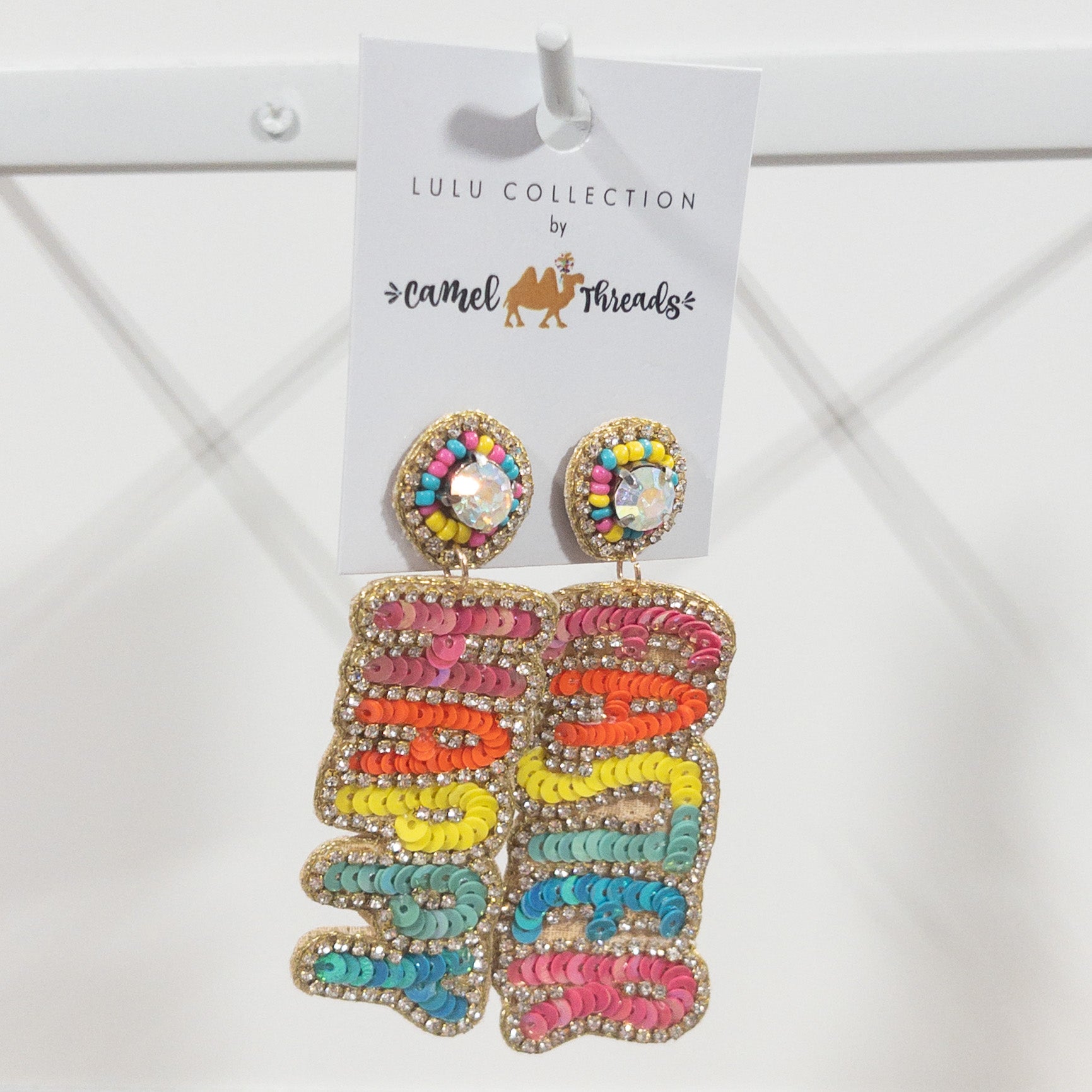 HAPPY EASTER CAMEL THREADS BEADED DANGLES