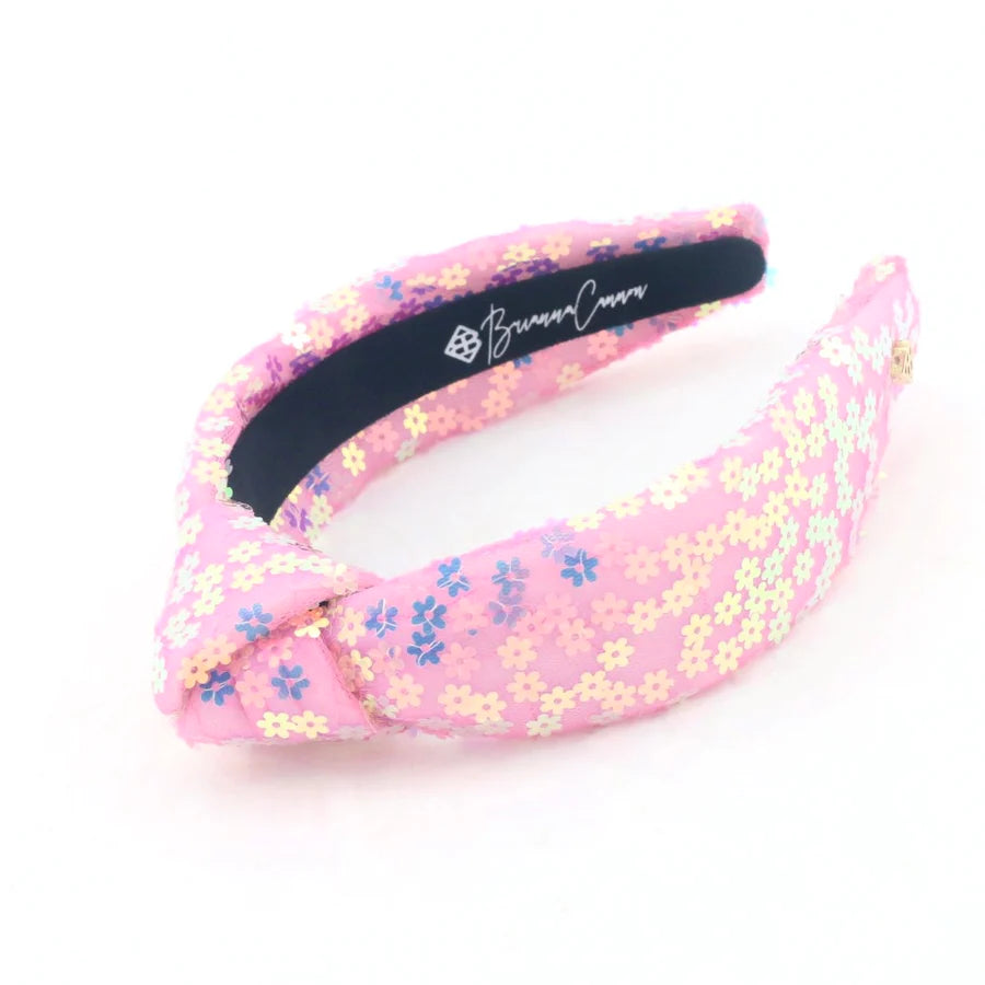 CHILD PINK SEQUIN FLOWER HEADBAND