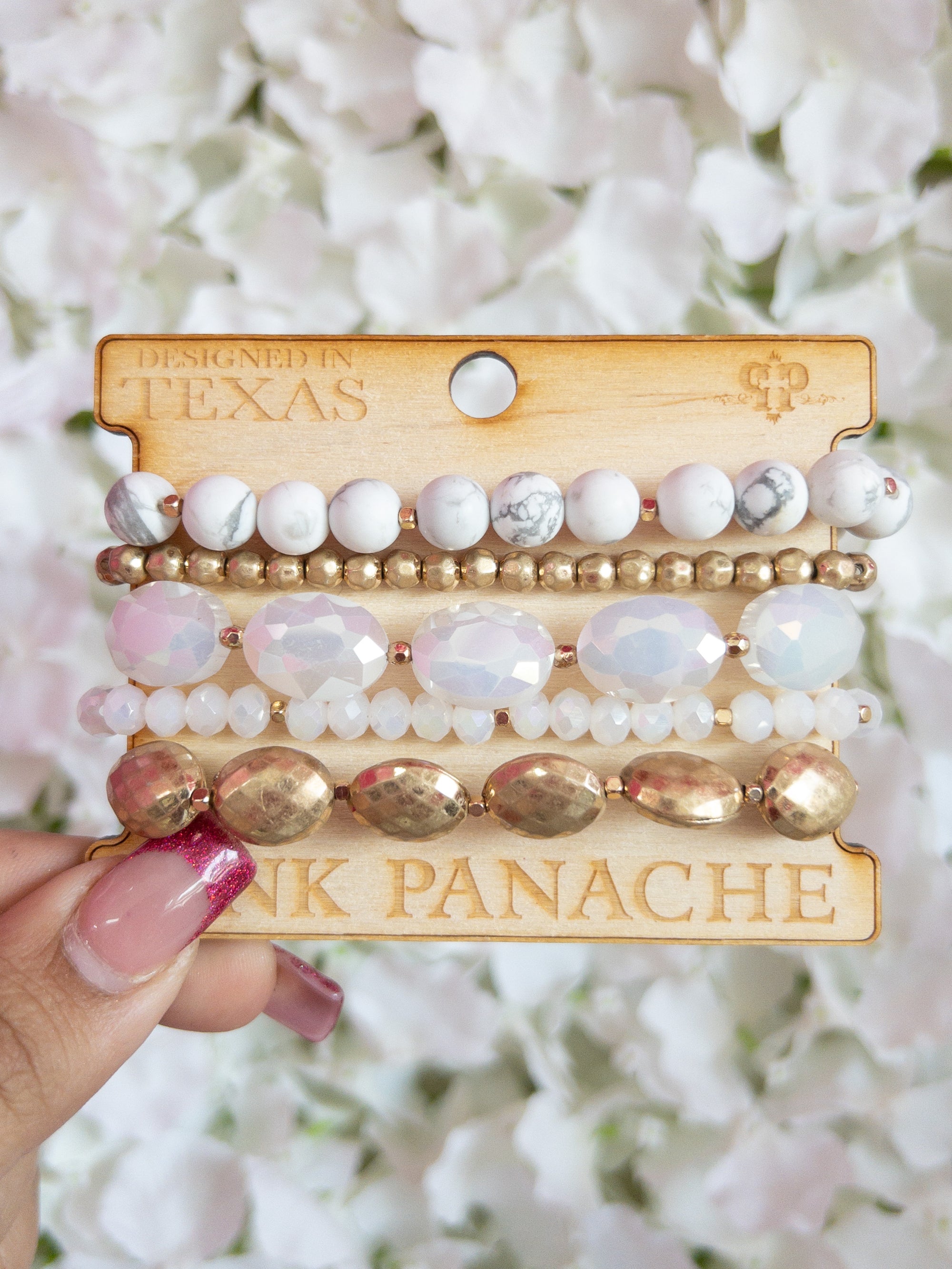 ASHLEY PINK PANACHE BRACELET STACK MARBLE