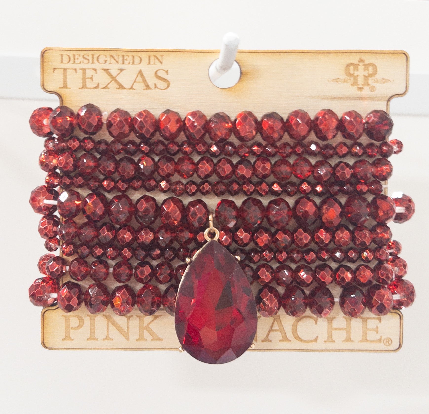 PINK PANACHE LG RED TEARDROP BRACELET SET