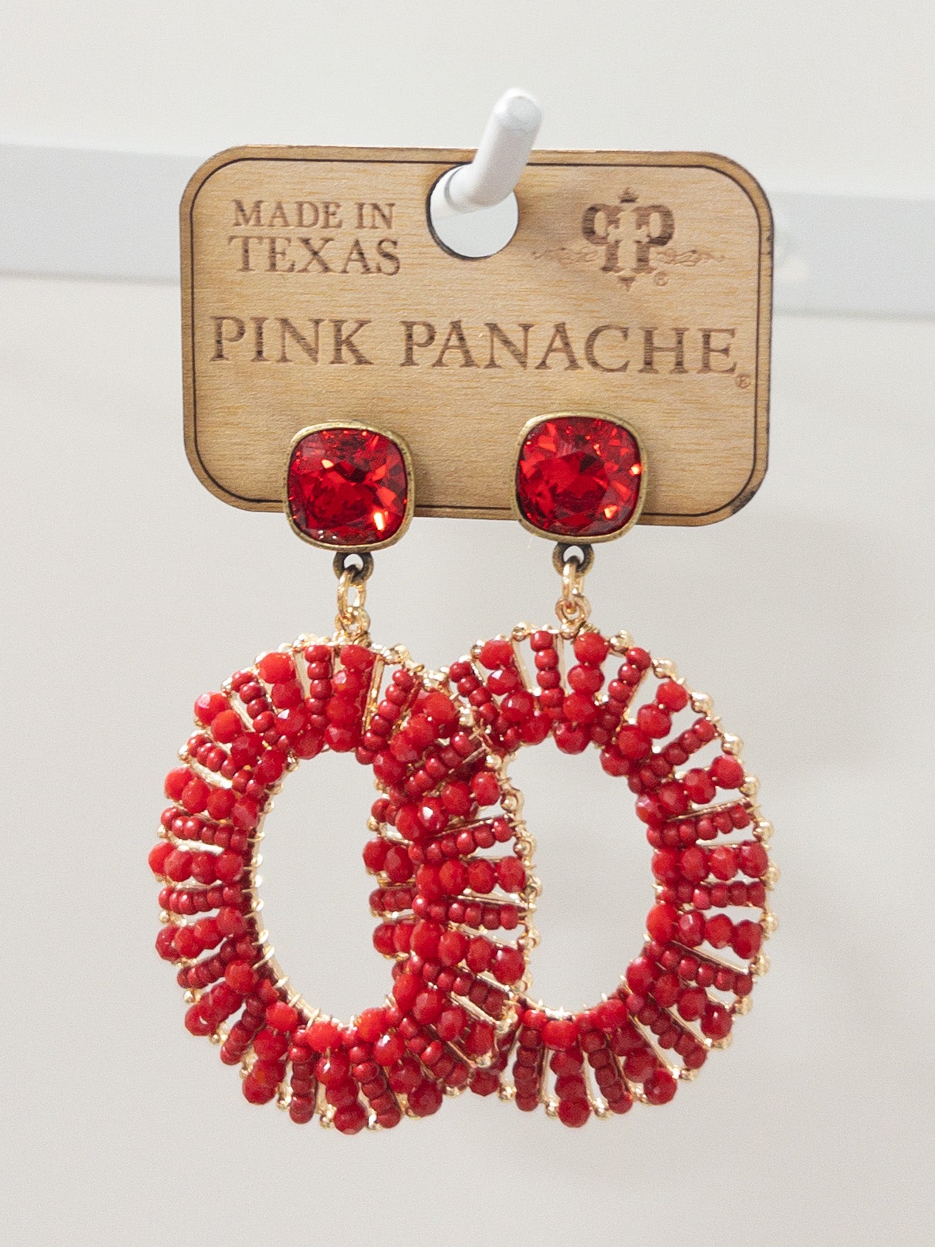 PINK PANACHE RED GEM OVAL DROP