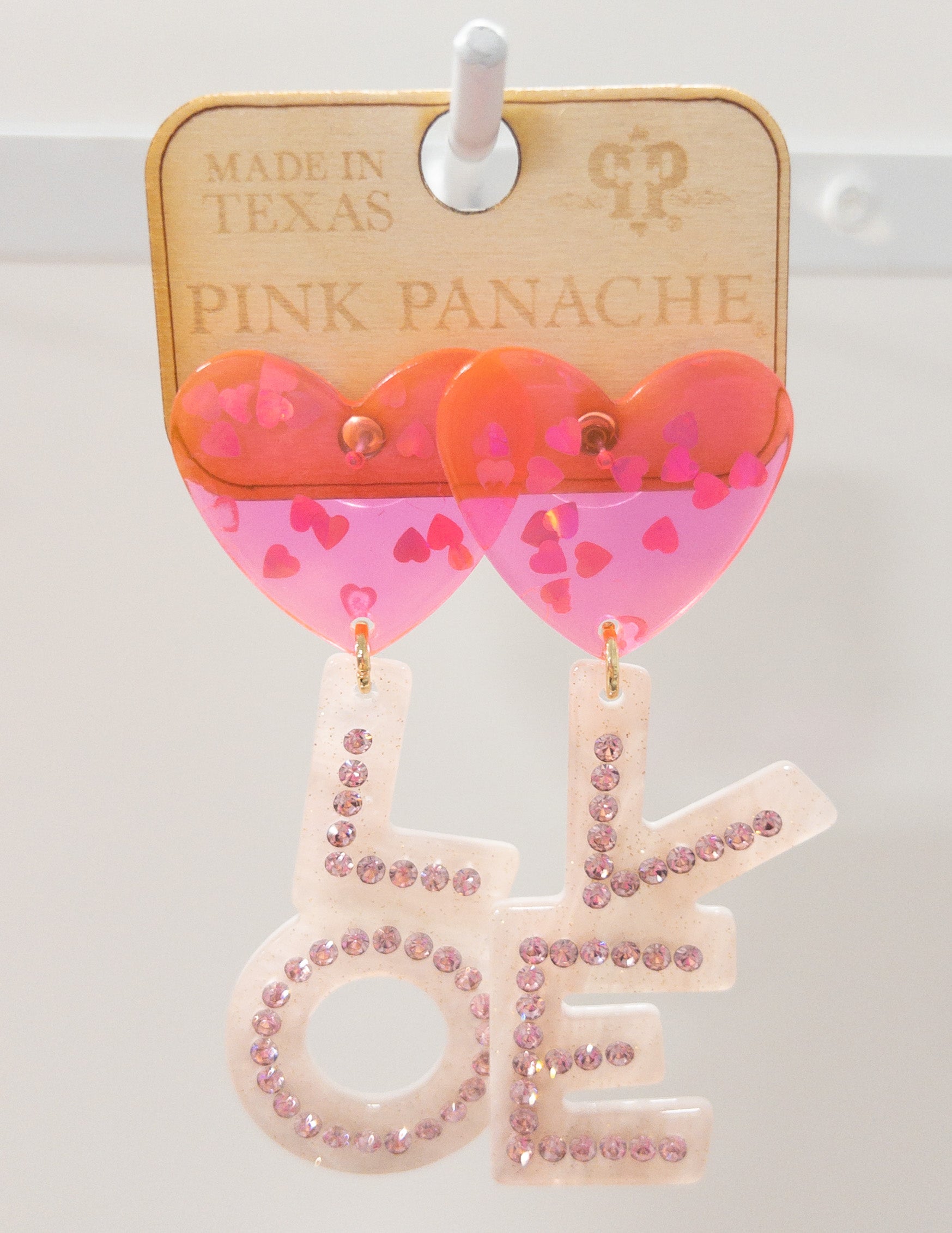 PP00 HEART POST LOVE RHINESTONE DANGLES