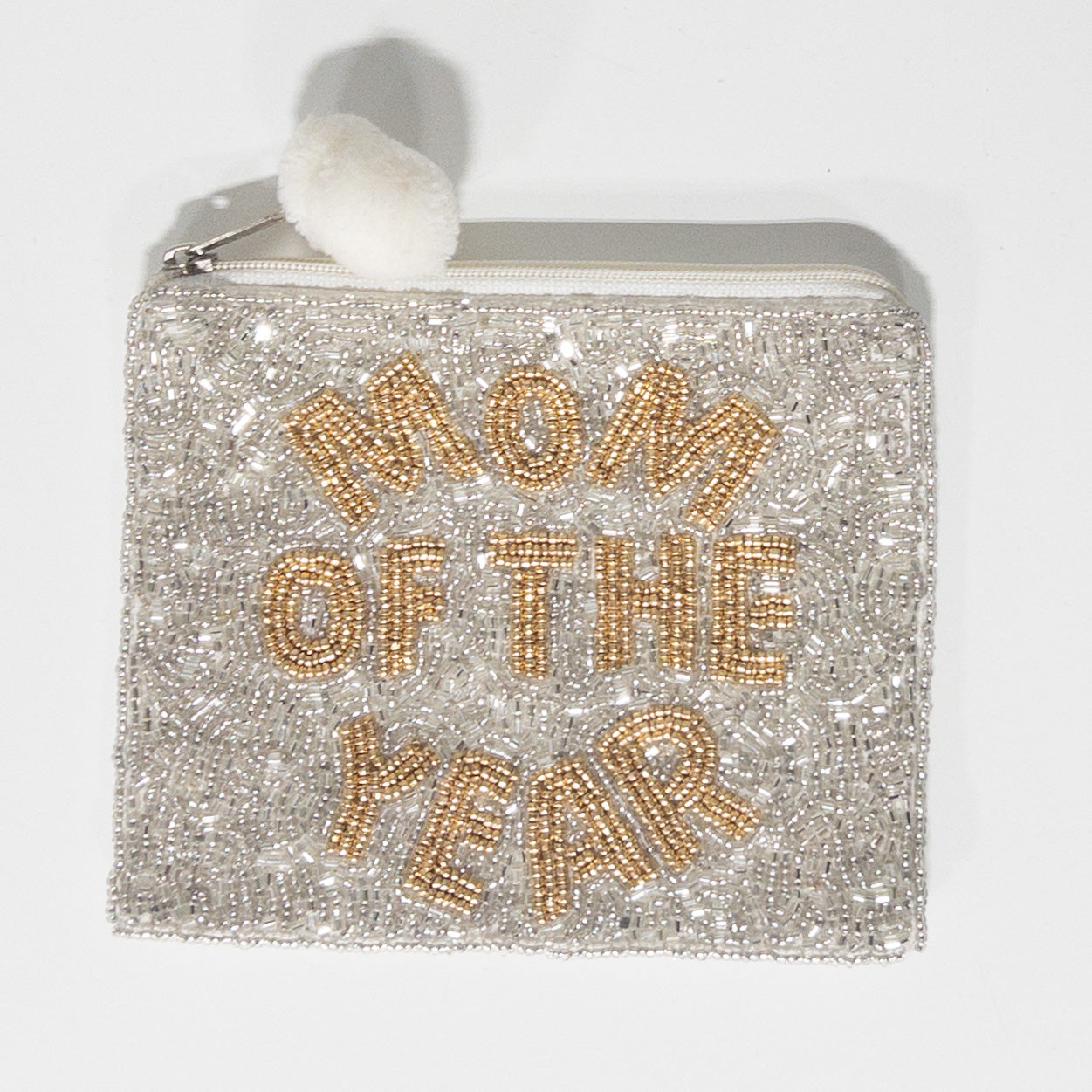 MOM OF THE YEAR BEADED LA CHIC COIN BAG