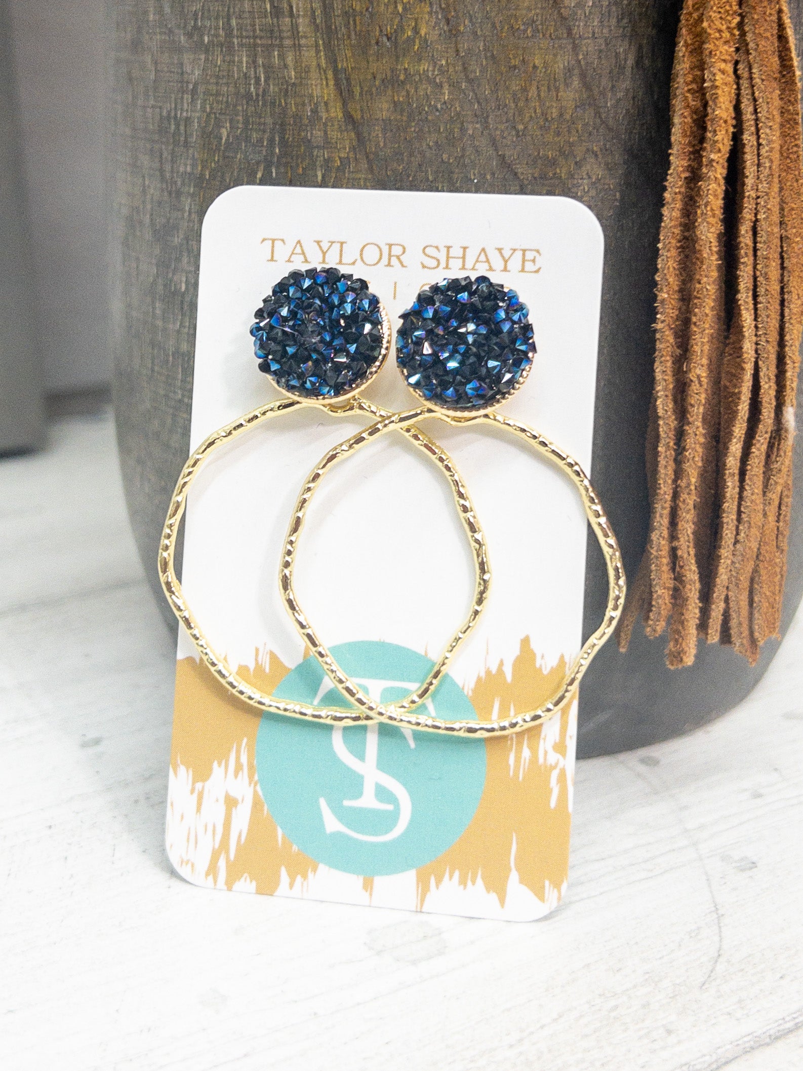 GLITTER TOP DEEP NAVY TAYLOR SHAYE HOOPS