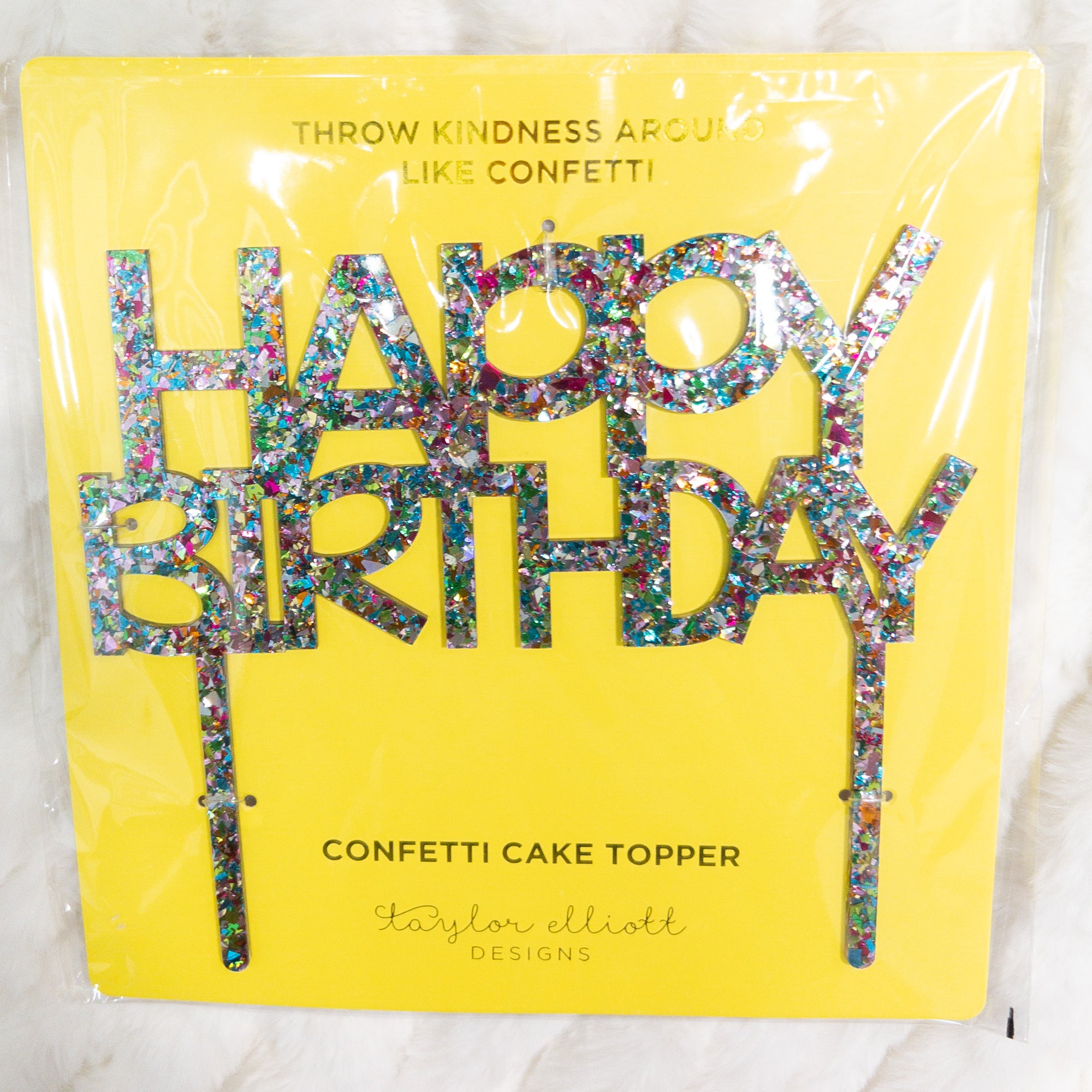 HAPPY BIRTHDAY YELLOW COLORFUL CAKE TOPPER