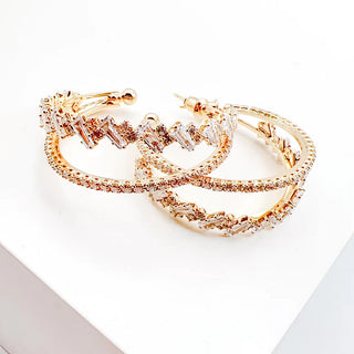 ELEGANT GOLD CRYSTAL HOOP TREASURE JEWELS