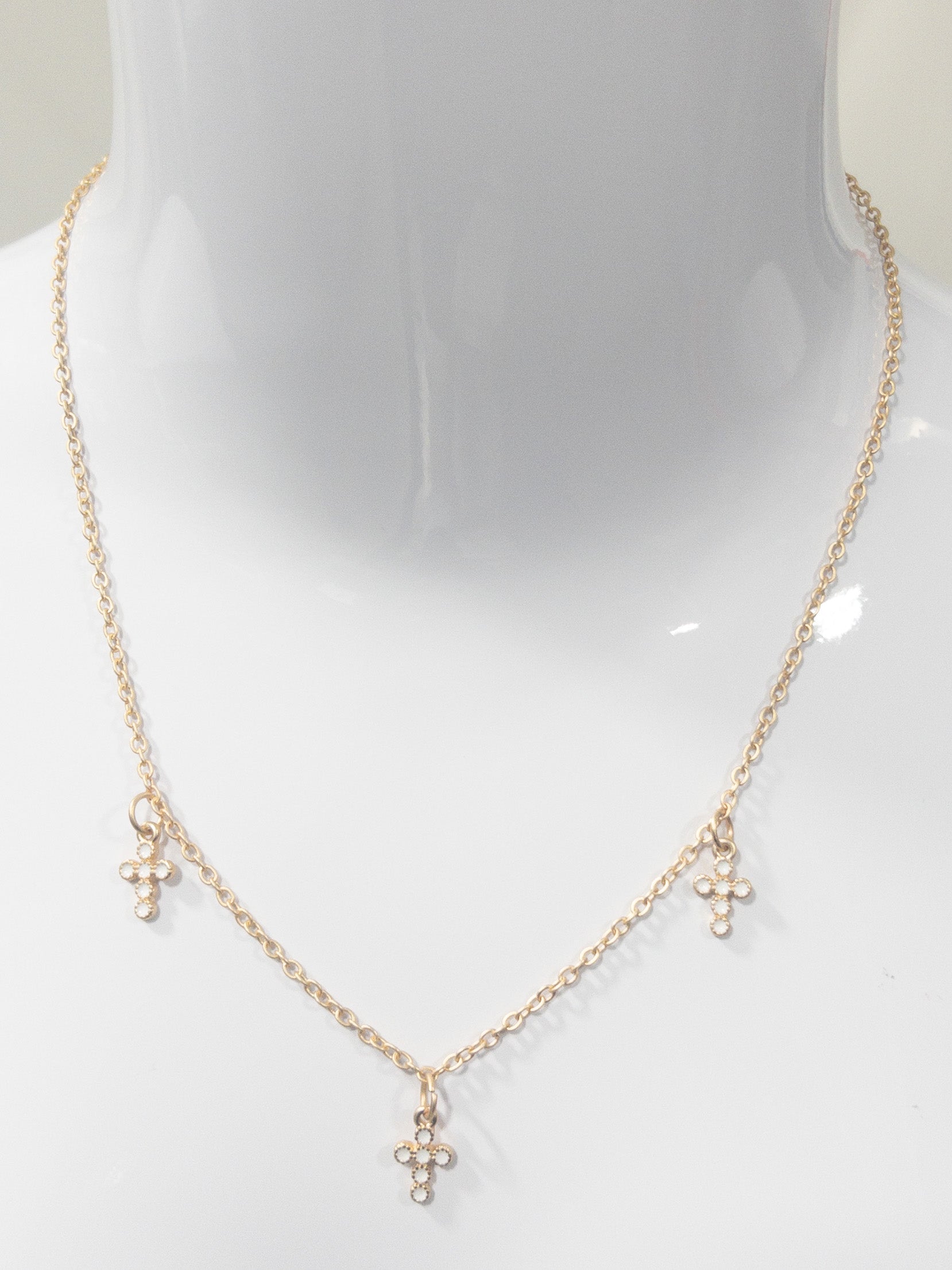 JANE MARIE WHITE ENAMEL CIRCLE CROSS NECKLACE