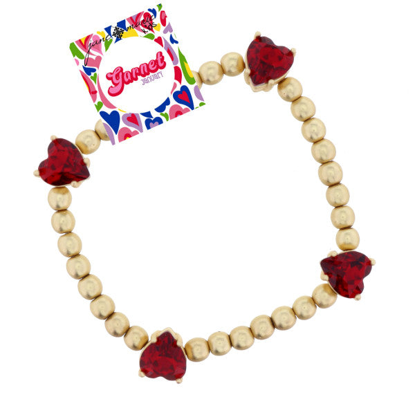 JANE MARIE KIDS KIDS GARNET CRYSTAL HEART STATION BRACELET