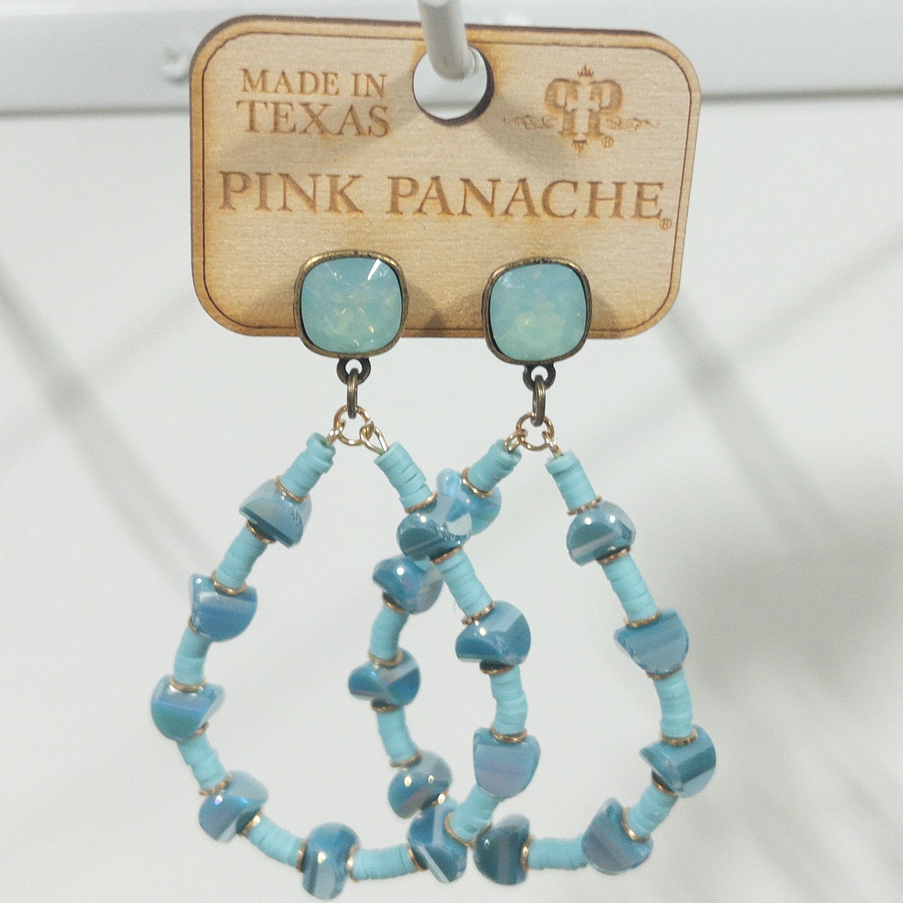 BLUE TEARDROP ROCK DANGLE PINK PANACHE