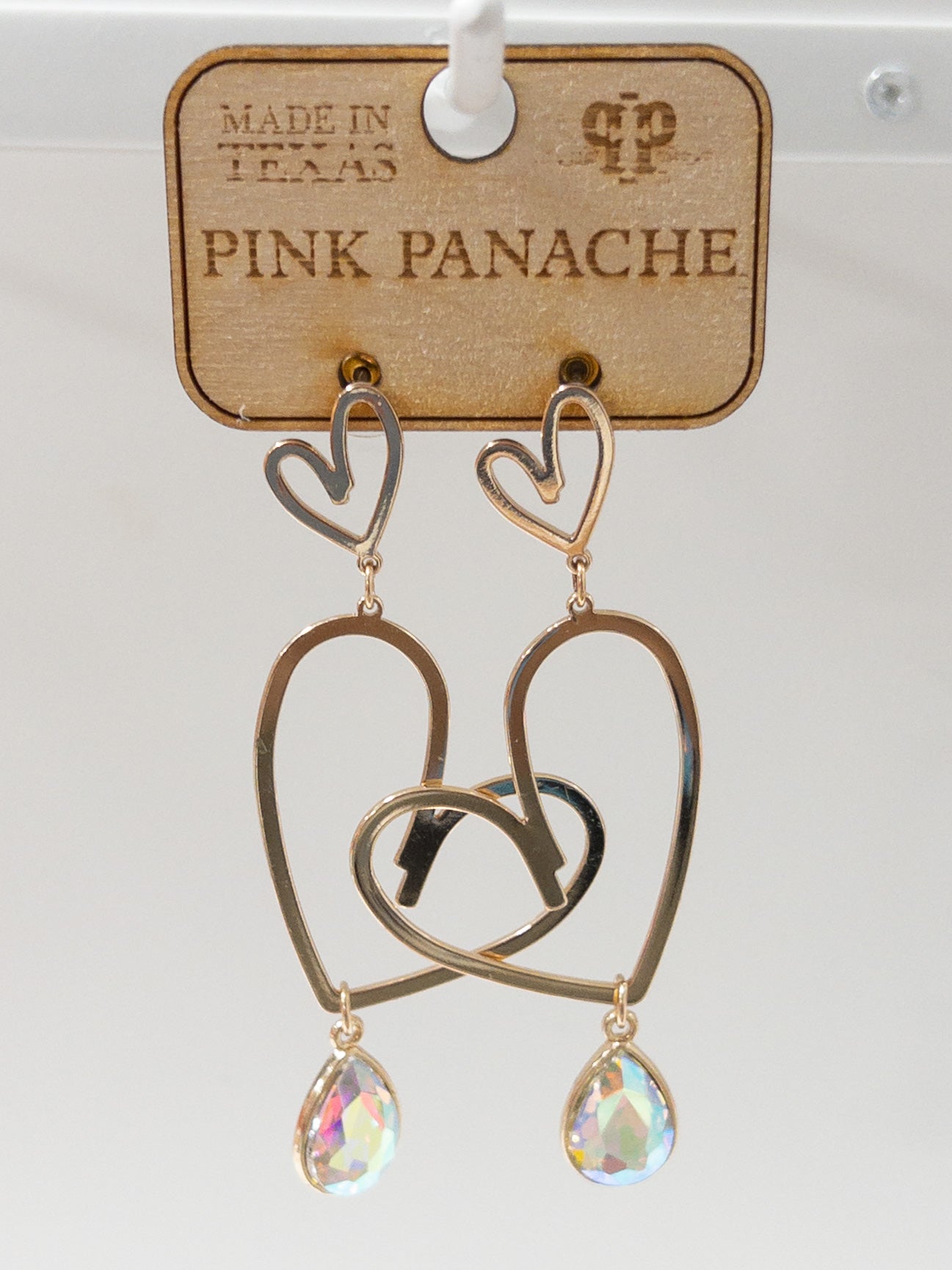 PP00 GOLD DOUBLE HEART DANGLES