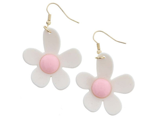 ACRYLIC CREAM FLOWER WITH LIGHT PINK CENTER EARRINGSJANE MARIE