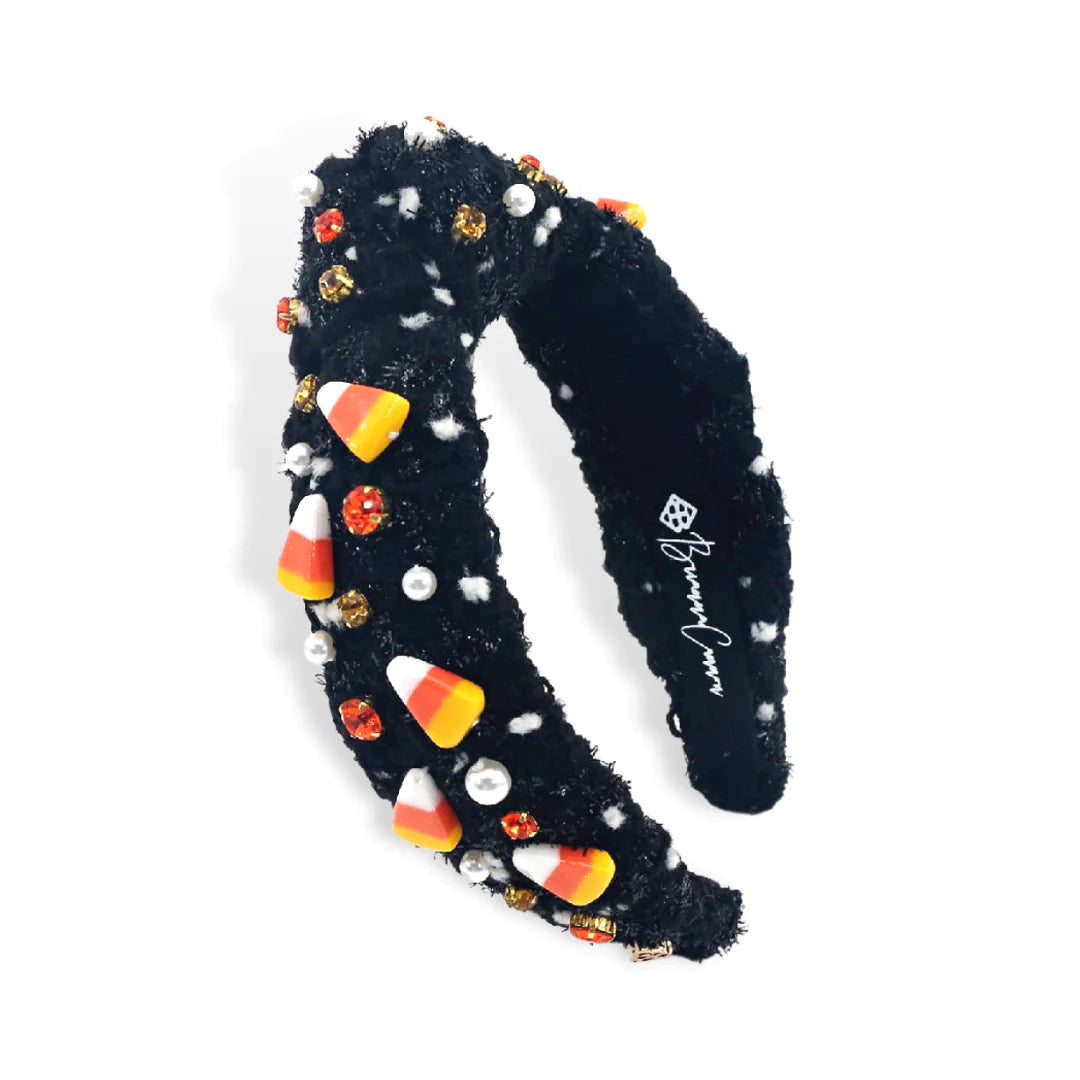 CHILD SIZE CANDY CORN TWEED HEADBAND WITH CRYSTALS