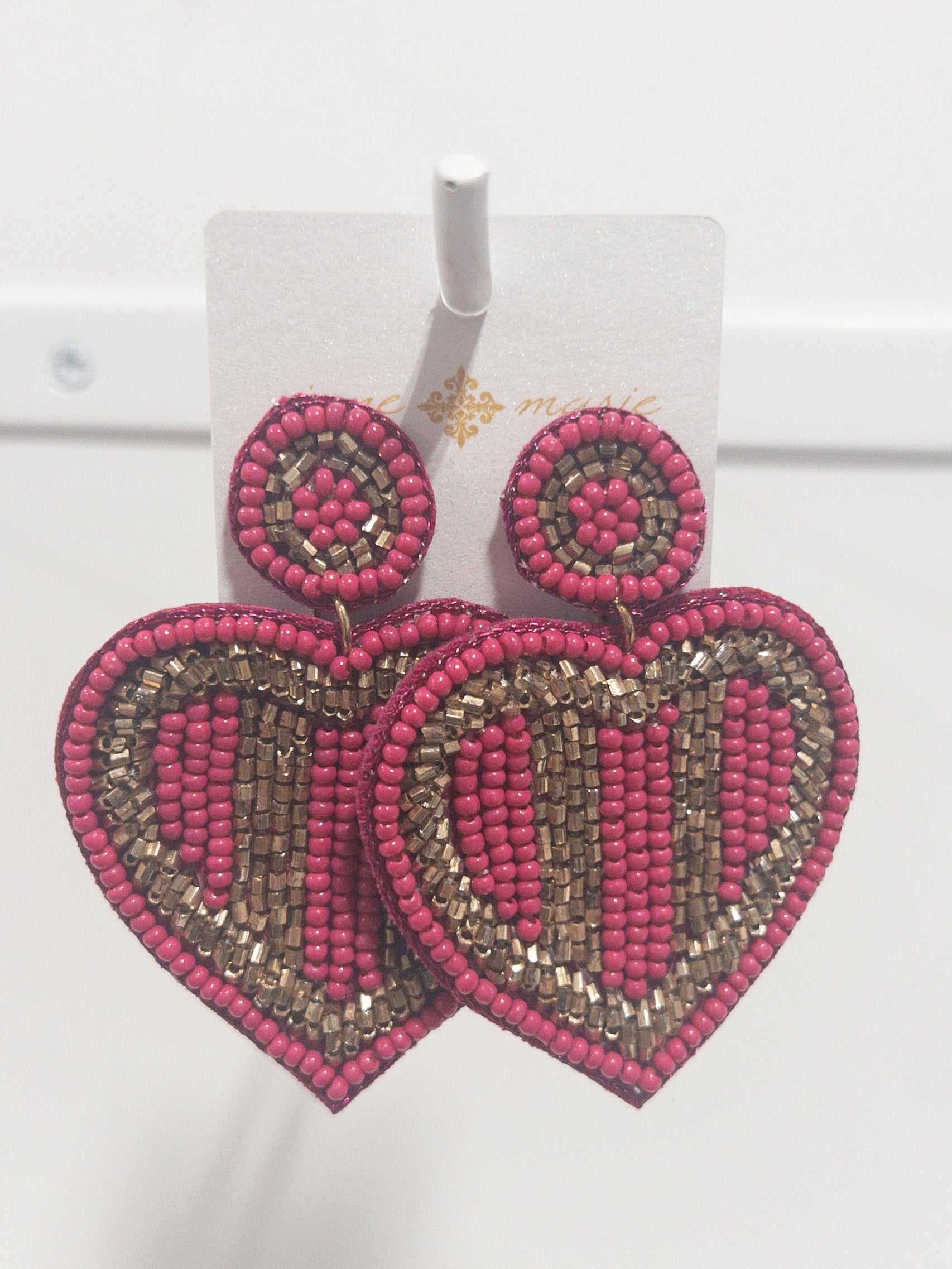 JANE MARIE BEADED HEART PINK