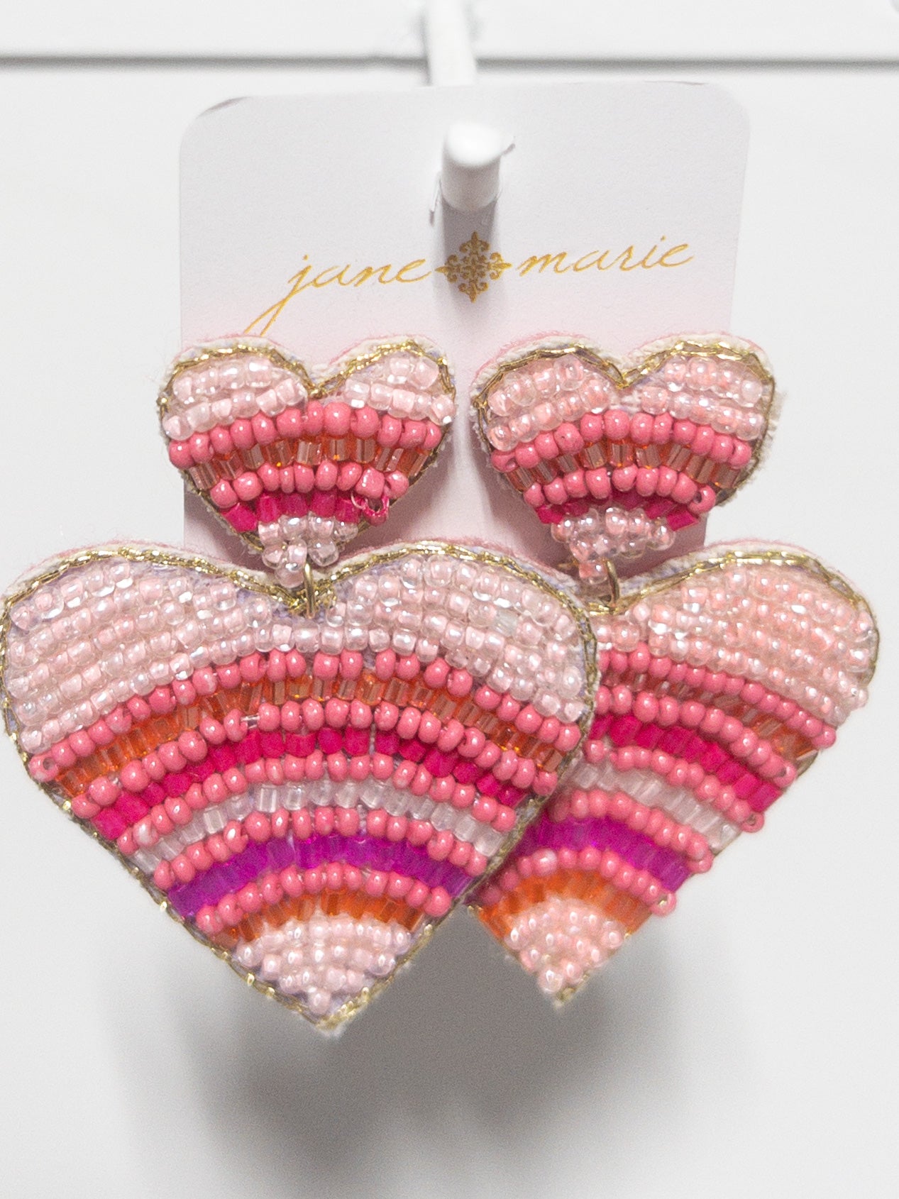 JANE MARIE BEADED HEART PINK MULTI