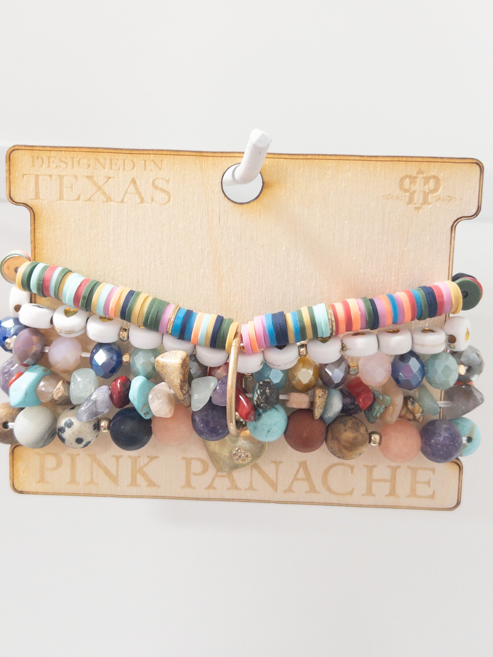 PINK PANACHE BOUND BRACELET SET WITH HEART MULTI